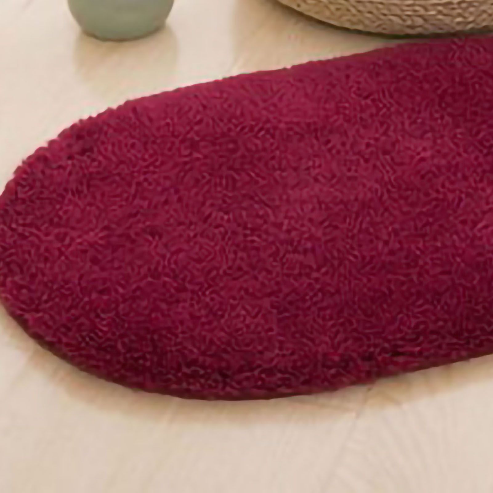 Door Mat Oval Slip Proof Indoor Door Carpet Moisture Absorption Soft Comfortable Plush Bathroom Rug for Kitchen Bedroom Wine Red 40x60cm/15.7x23.6in (Oval Shape) - Image 5