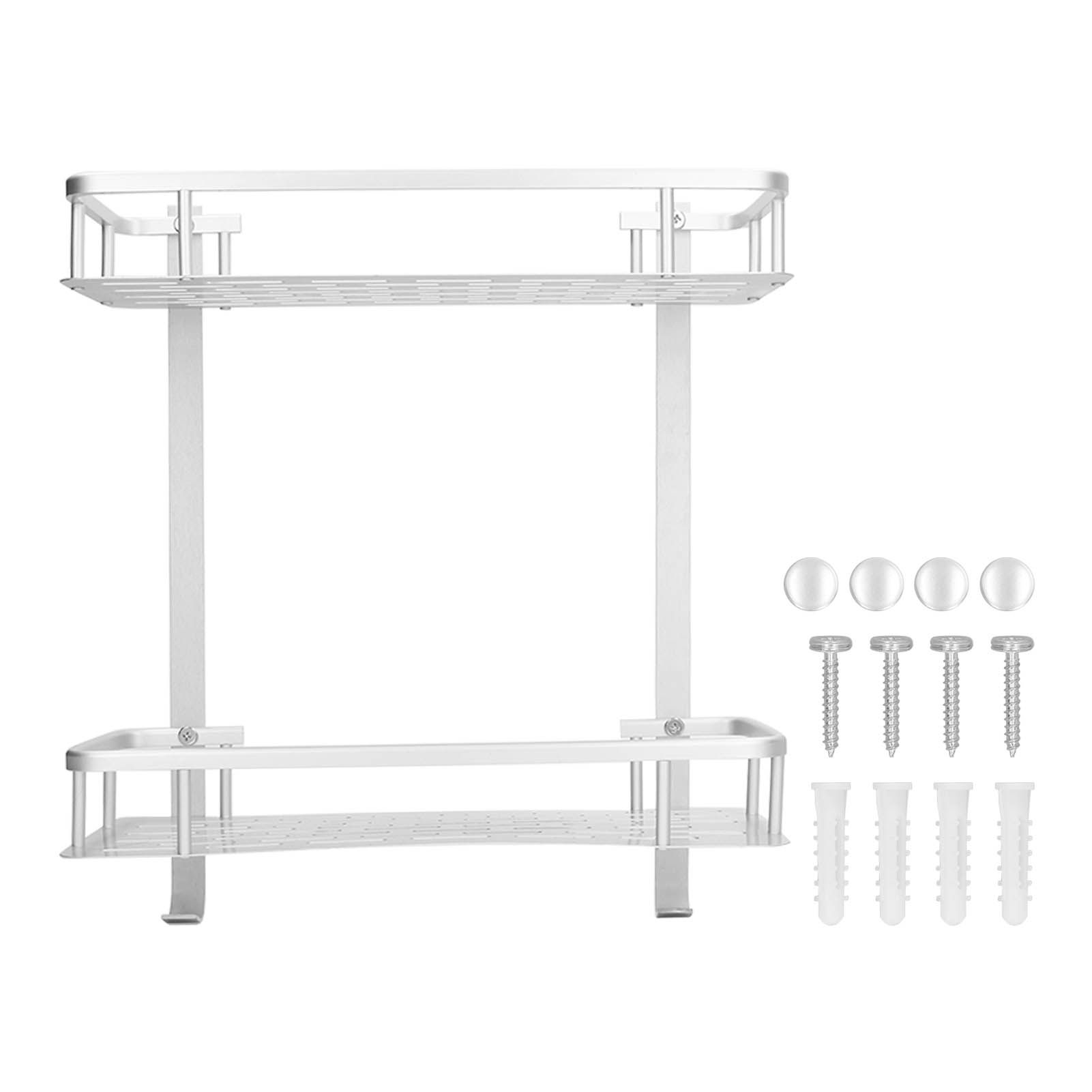 Wall Mounted Shelves Aluminum Alloy Matte Two Layers Floating Storage Shelves for Bathroom Kitchen Living Room - Image 1