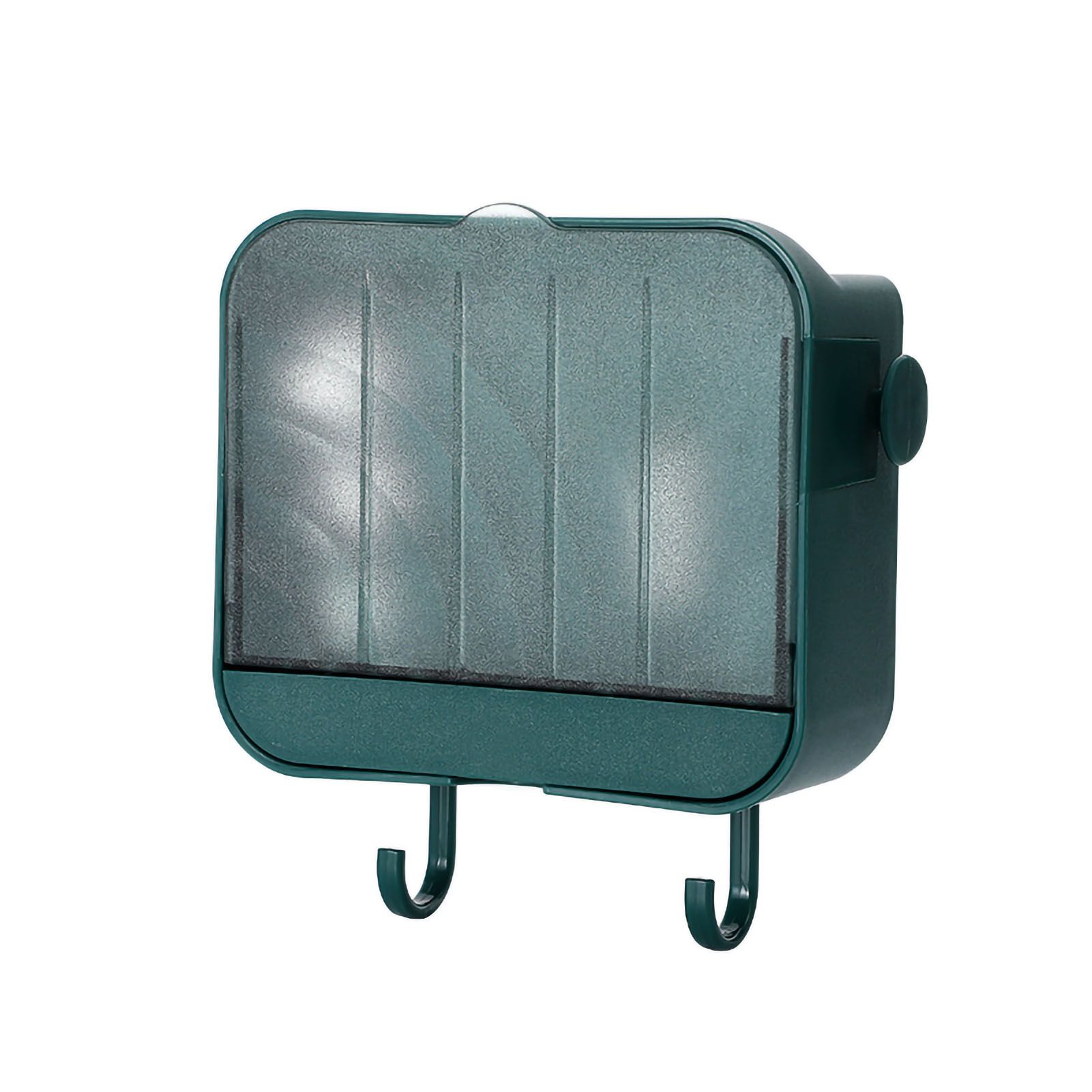 Soap Holder Punch Free Wall Mounted Durable PP Double Layer Double Hook Design Soap Storage Box for Bathroom Green - Image 1