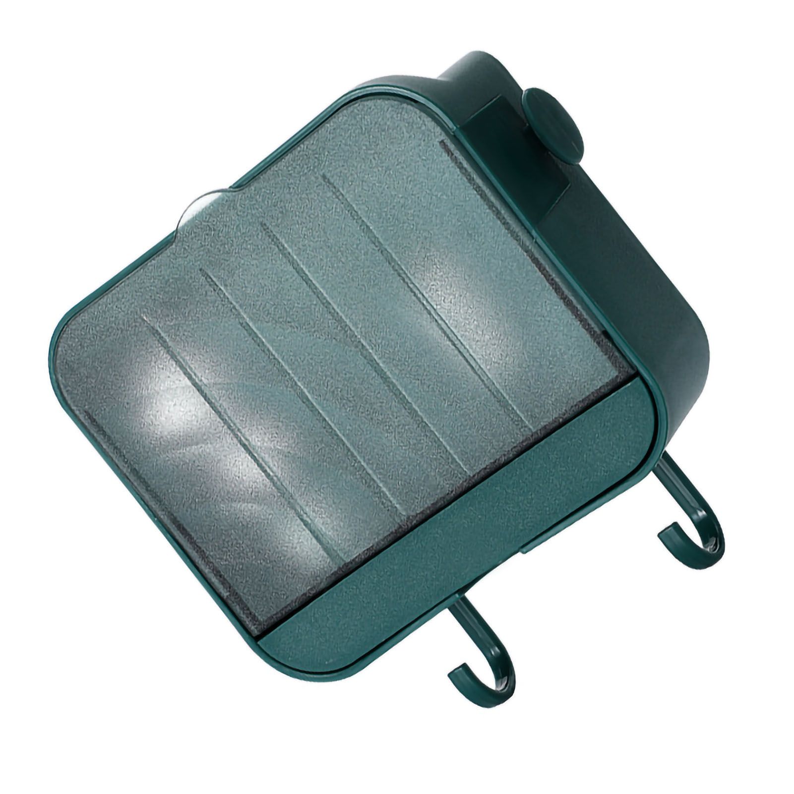 Soap Holder Punch Free Wall Mounted Durable PP Double Layer Double Hook Design Soap Storage Box for Bathroom Green - Image 3