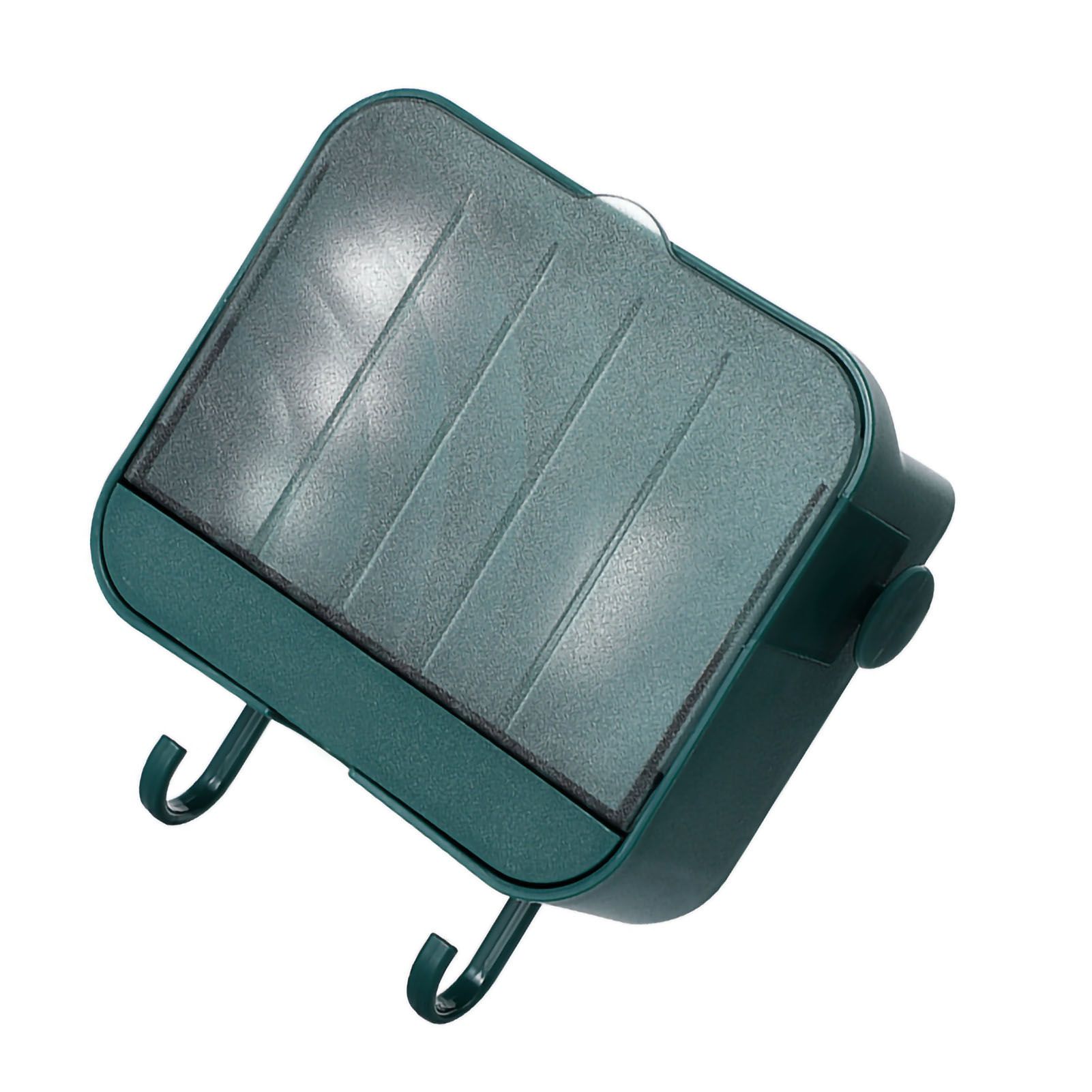 Soap Holder Punch Free Wall Mounted Durable PP Double Layer Double Hook Design Soap Storage Box for Bathroom Green - Image 4