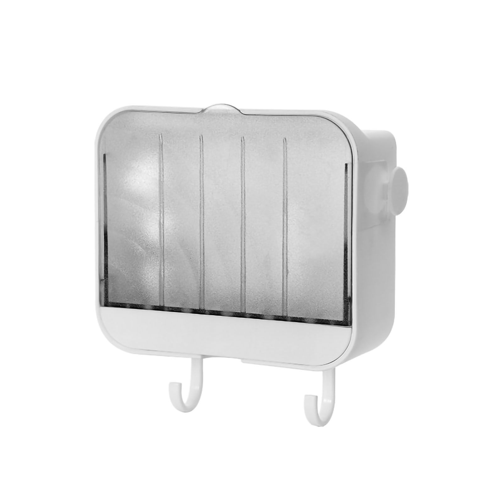 Soap Holder Punch Free Wall Mounted Durable PP Double Layer Double Hook Design Soap Storage Box for Bathroom White - Image 1