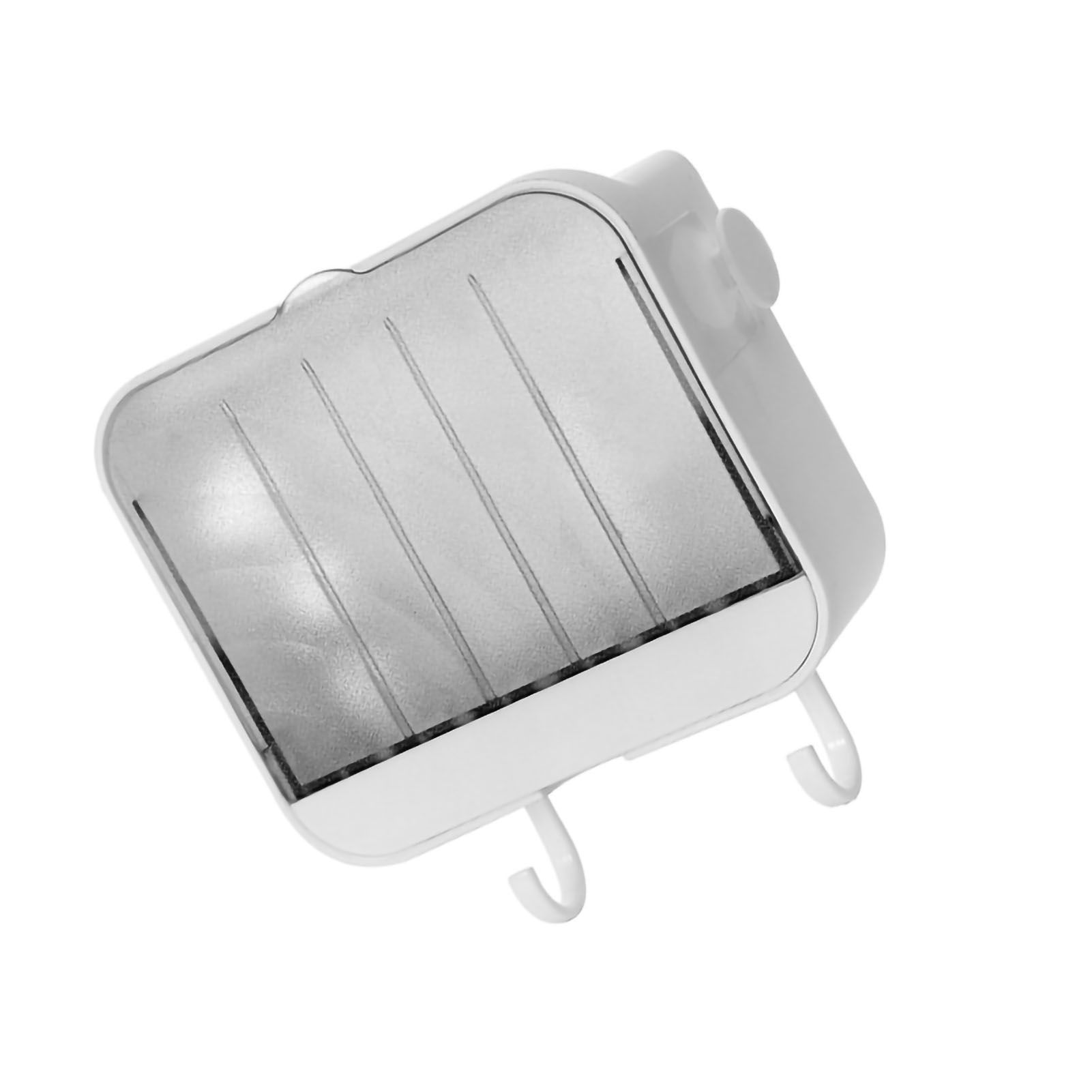 Soap Holder Punch Free Wall Mounted Durable PP Double Layer Double Hook Design Soap Storage Box for Bathroom White - Image 3