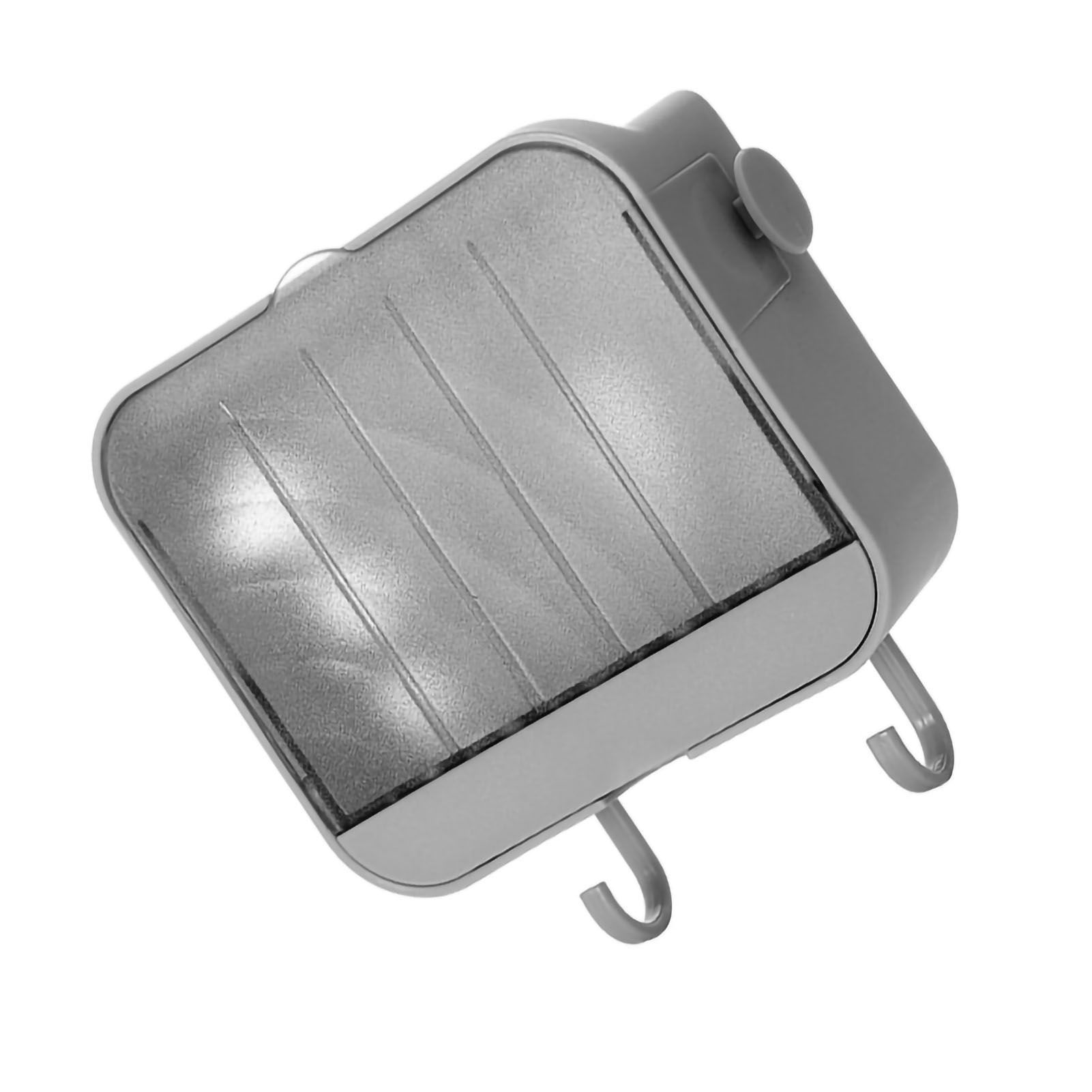 Soap Holder Punch Free Wall Mounted Durable PP Double Layer Double Hook Design Soap Storage Box for Bathroom Grey - Image 3