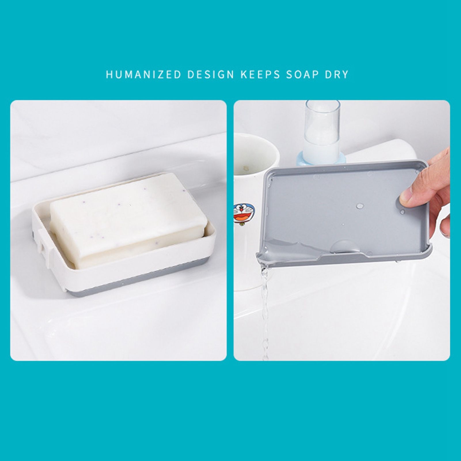 Rotatable Wall Mounted Soap Box 3 Layers HIPS Punch Free Rotatable Soap Container Dish for Household White - Image 5