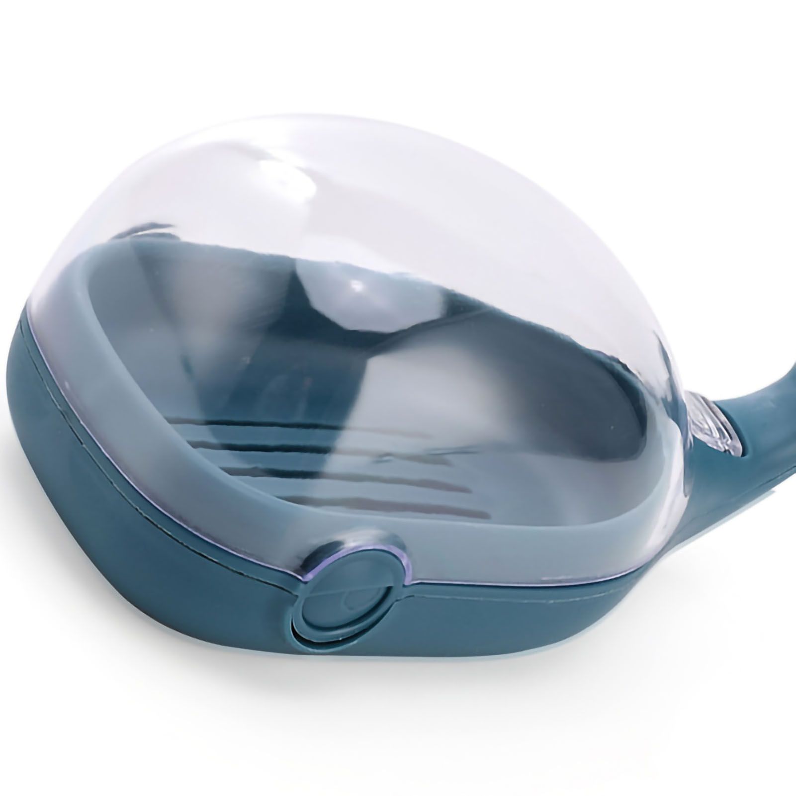 Soap Box Double Layer Cute Cartoon Whale Shape Waterproof Drainage Soap Container with Flip Lid for Bathroom Blue - Image 2