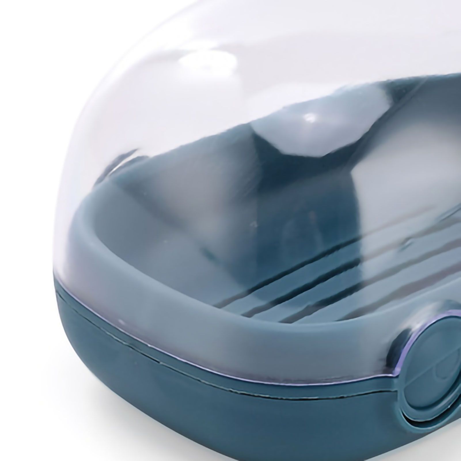 Soap Box Double Layer Cute Cartoon Whale Shape Waterproof Drainage Soap Container with Flip Lid for Bathroom Blue - Image 3