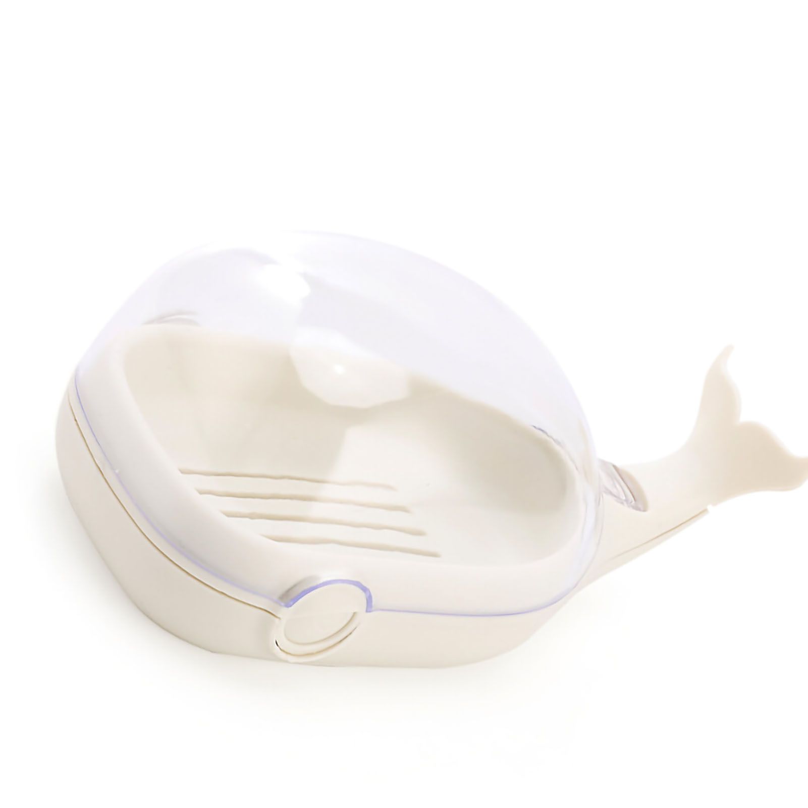 Soap Box Double Layer Cute Cartoon Whale Shape Waterproof Drainage Soap Container with Flip Lid for Bathroom White - Image 3