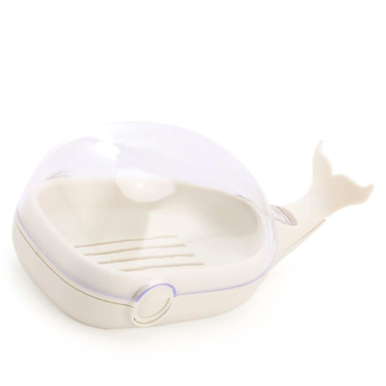 Soap Box Double Layer Cute Cartoon Whale Shape Waterproof Drainage Soap Container with Flip Lid for Bathroom White - Image 5