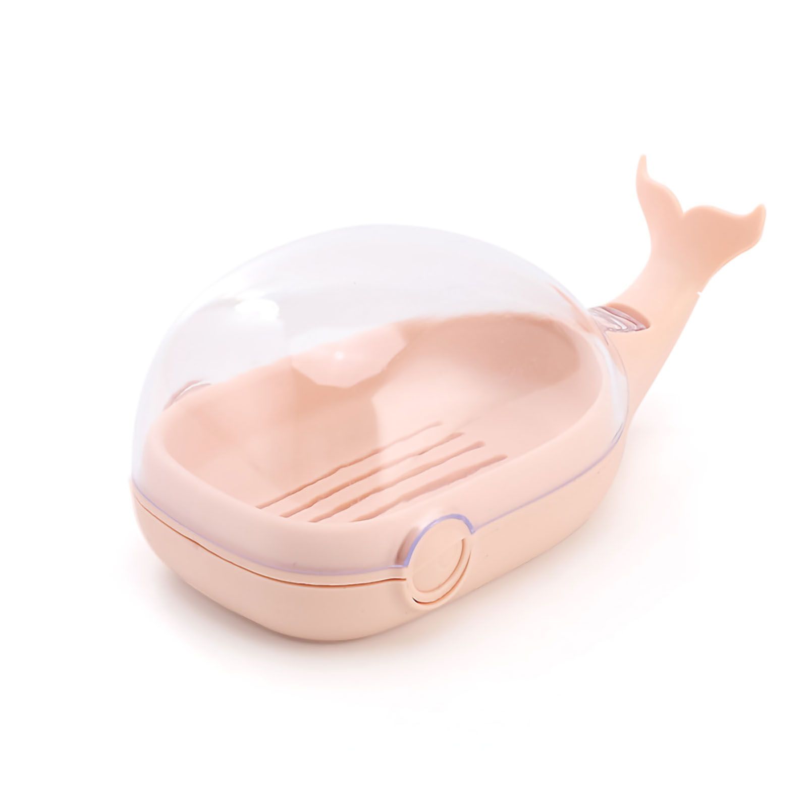 Soap Box Double Layer Cute Cartoon Whale Shape Waterproof Drainage Soap Container with Flip Lid for Bathroom Pink - Image 1