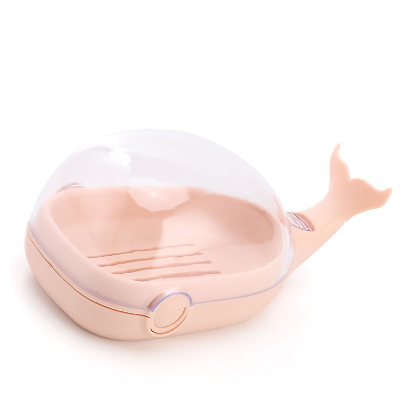 Soap Box Double Layer Cute Cartoon Whale Shape Waterproof Drainage Soap Container with Flip Lid for Bathroom Pink - Image 5