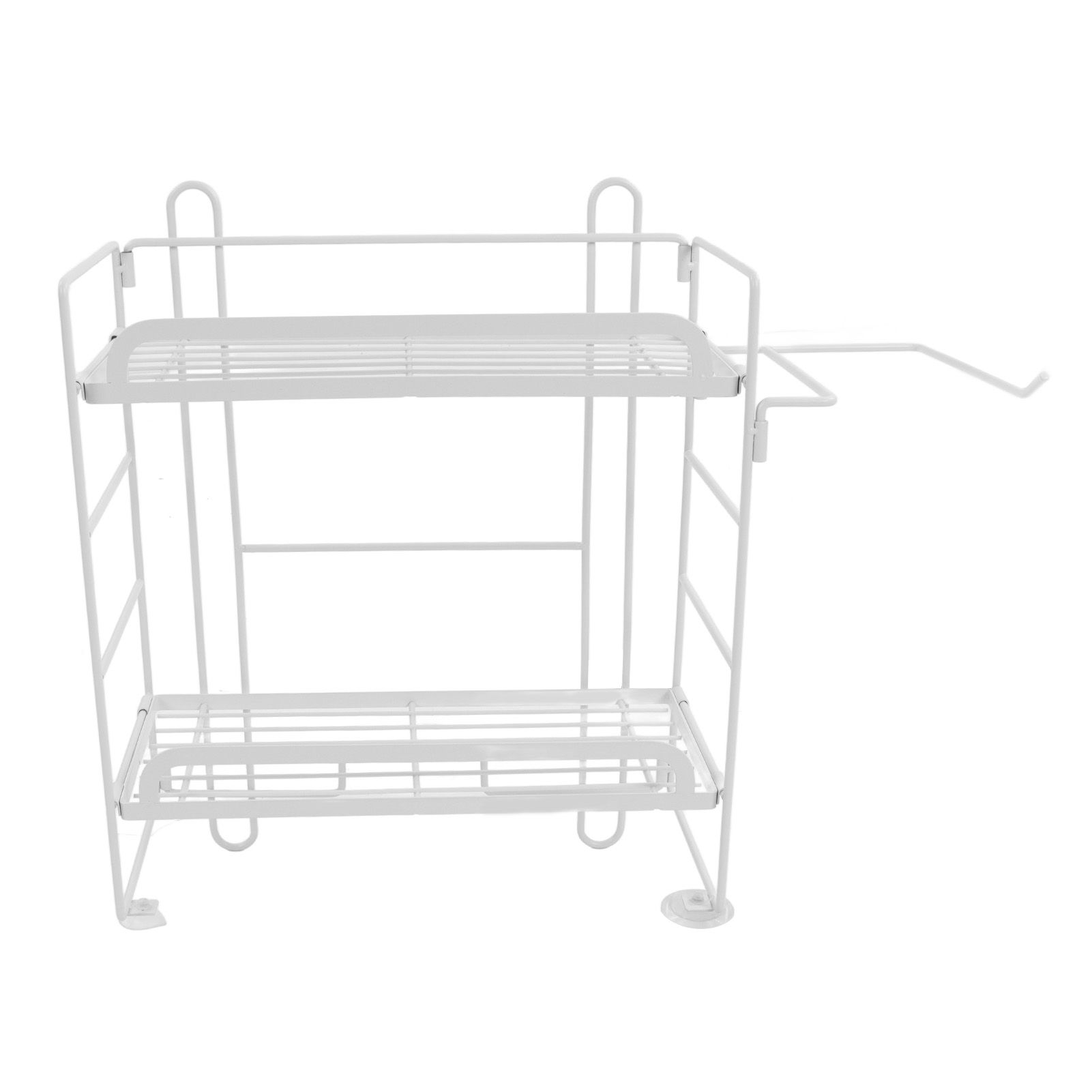 Toilet Storage Shelves Iron Wall Mounted 2 Layers Foldable Grid Home Decoration with Hooks for Bathroom White - Image 4