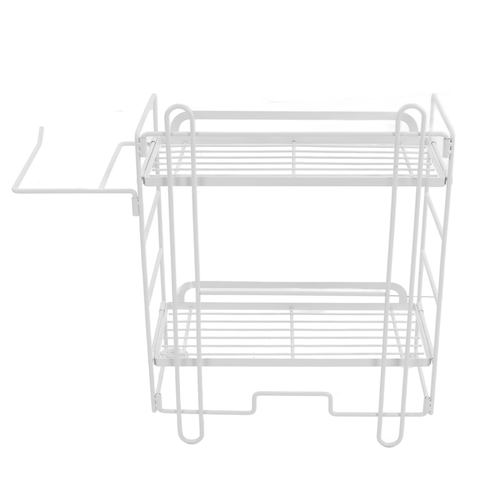 Toilet Storage Shelves Iron Wall Mounted 2 Layers Foldable Grid Home Decoration with Hooks for Bathroom White - Image 5