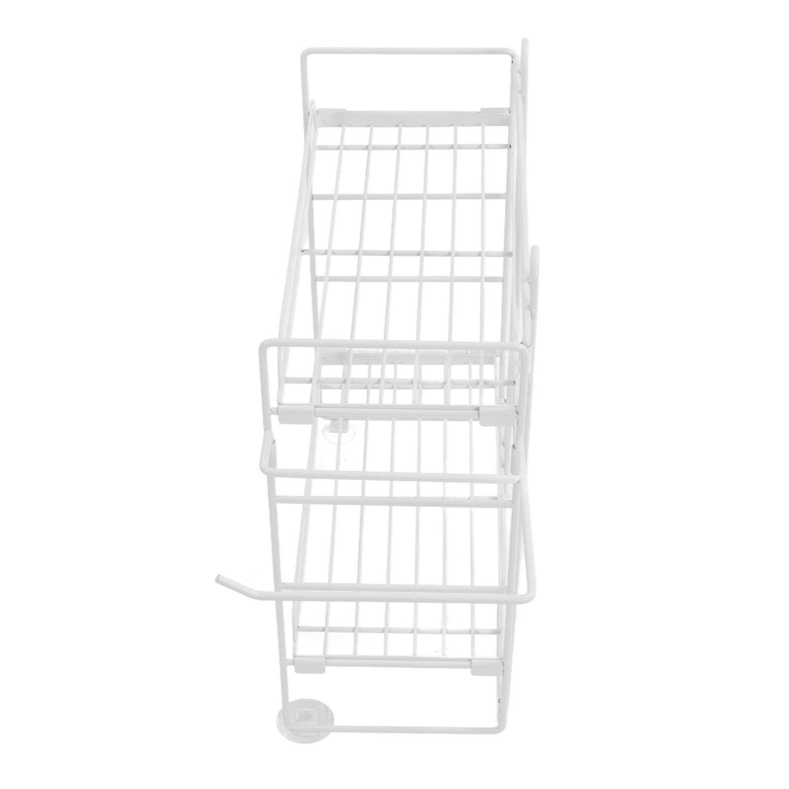 Toilet Storage Shelves Iron Wall Mounted 2 Layers Foldable Grid Home Decoration with Hooks for Bathroom White - Image 7