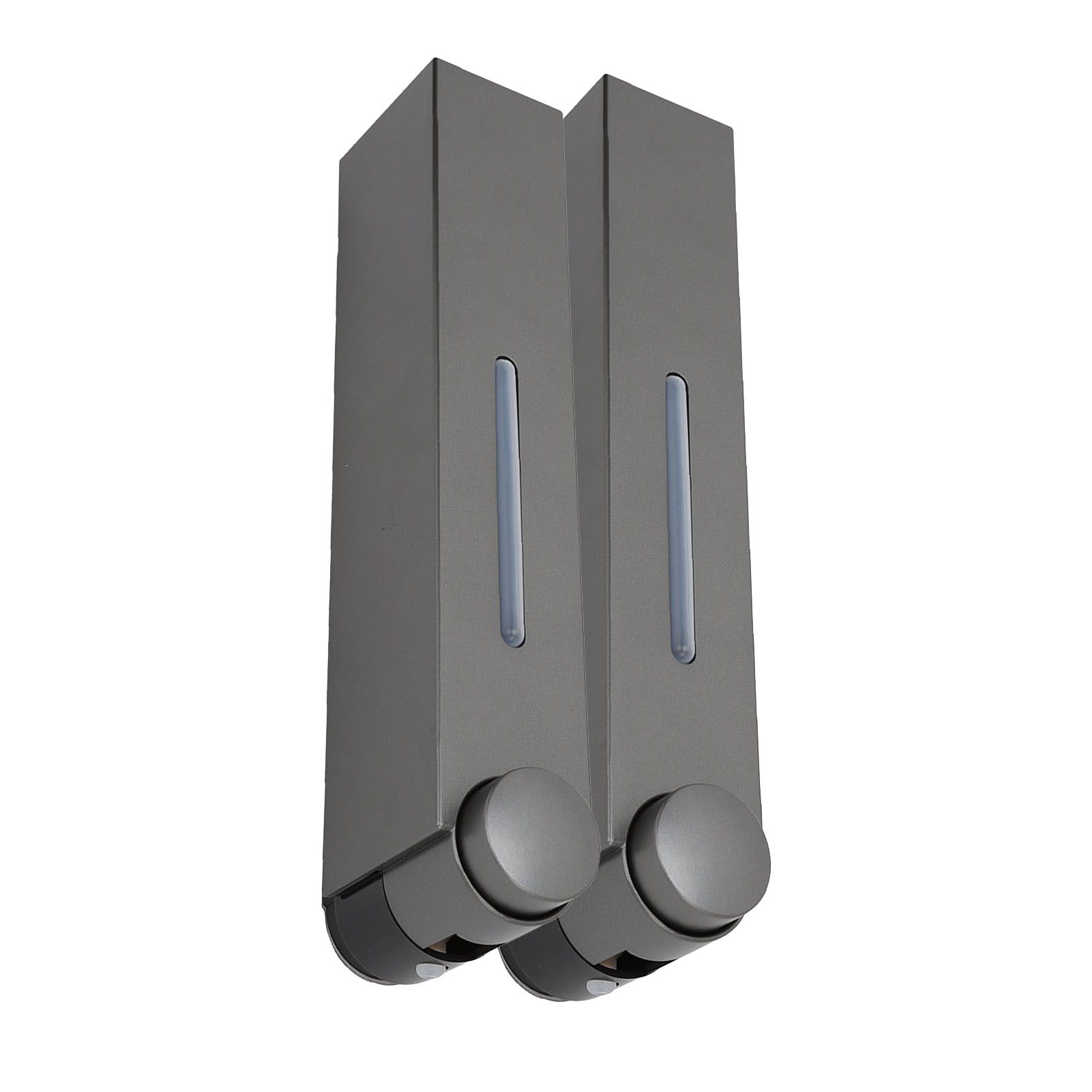 Wall Mounted Liquid Soap Dispensers Back Stick Type Plastic Shampoo Dispenser for Home Hotel School Toilet Grey 6028 2 Cups - Image 3