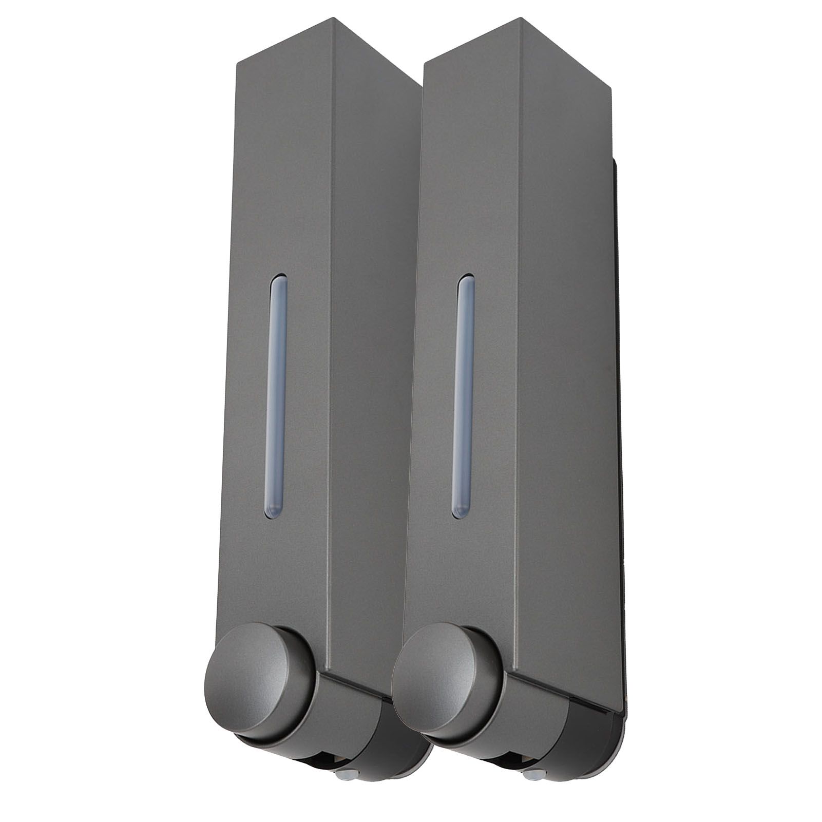 Wall Mounted Liquid Soap Dispensers Back Stick Type Plastic Shampoo Dispenser for Home Hotel School Toilet Grey 6028 2 Cups - Image 5