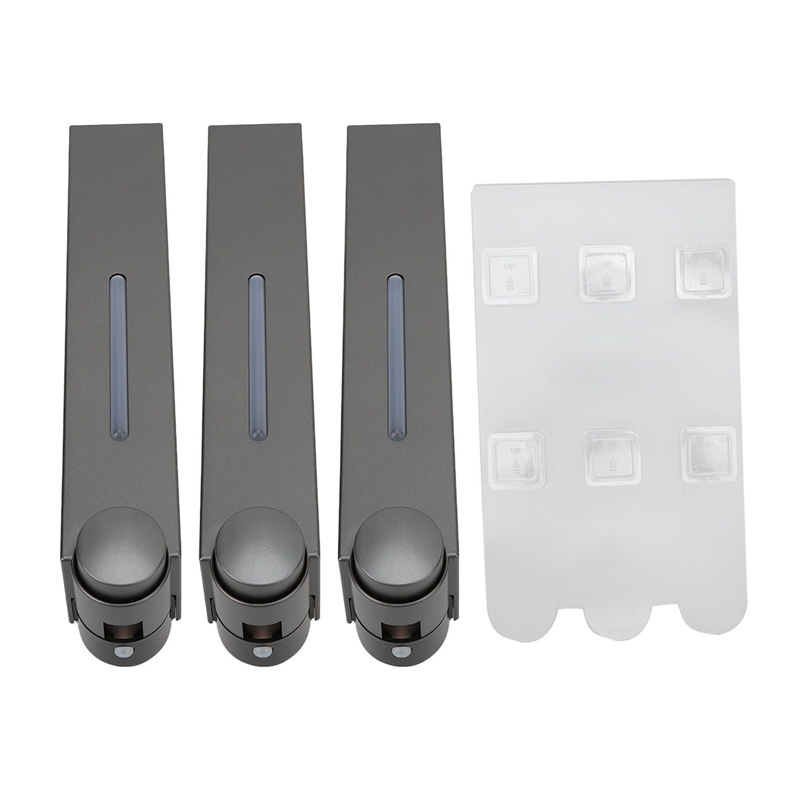 Wall Mounted Liquid Soap Dispensers Back Stick Type Plastic Shampoo Dispenser for Home Hotel School Toilet Grey 6028 3 Cups - Image 1