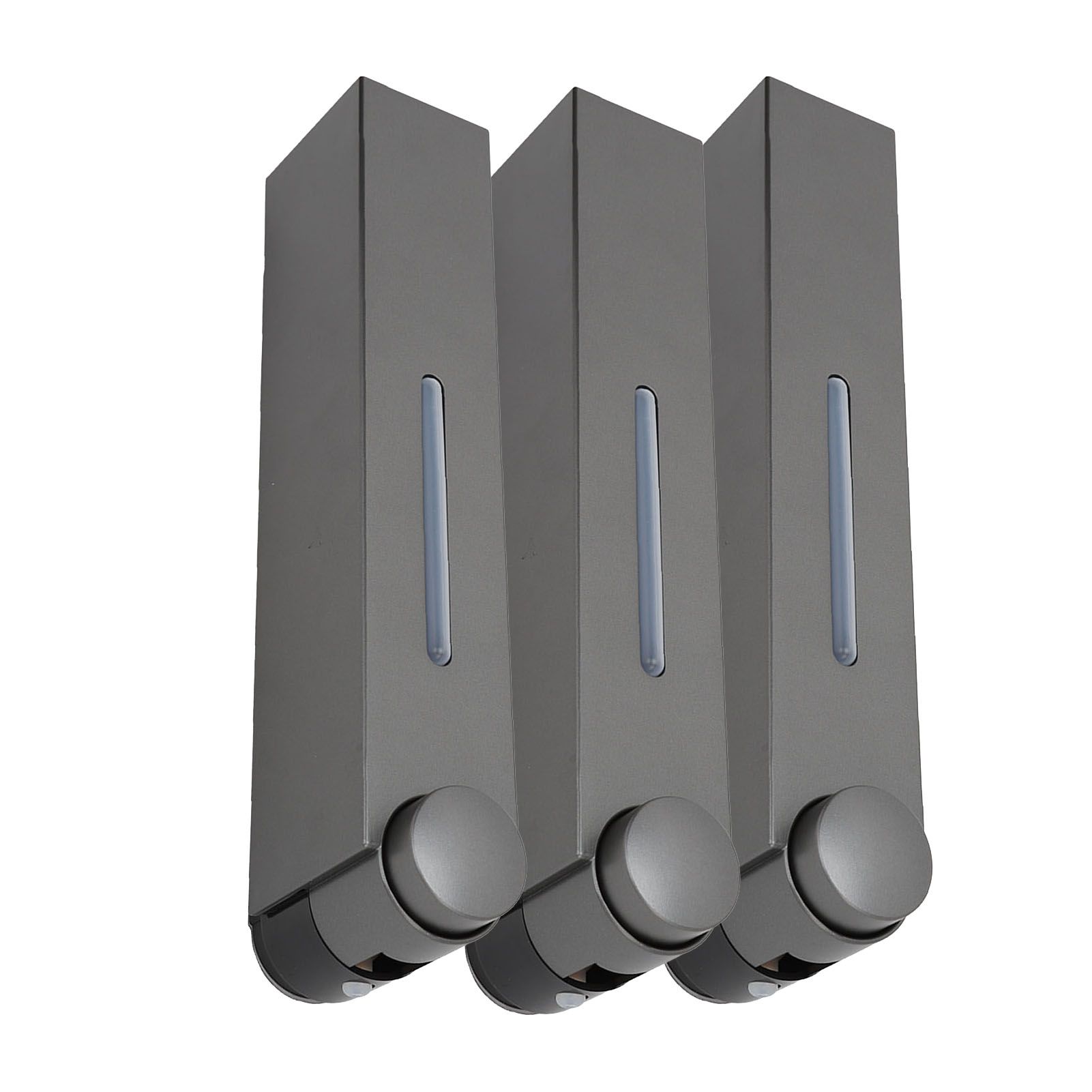 Wall Mounted Liquid Soap Dispensers Back Stick Type Plastic Shampoo Dispenser for Home Hotel School Toilet Grey 6028 3 Cups - Image 3