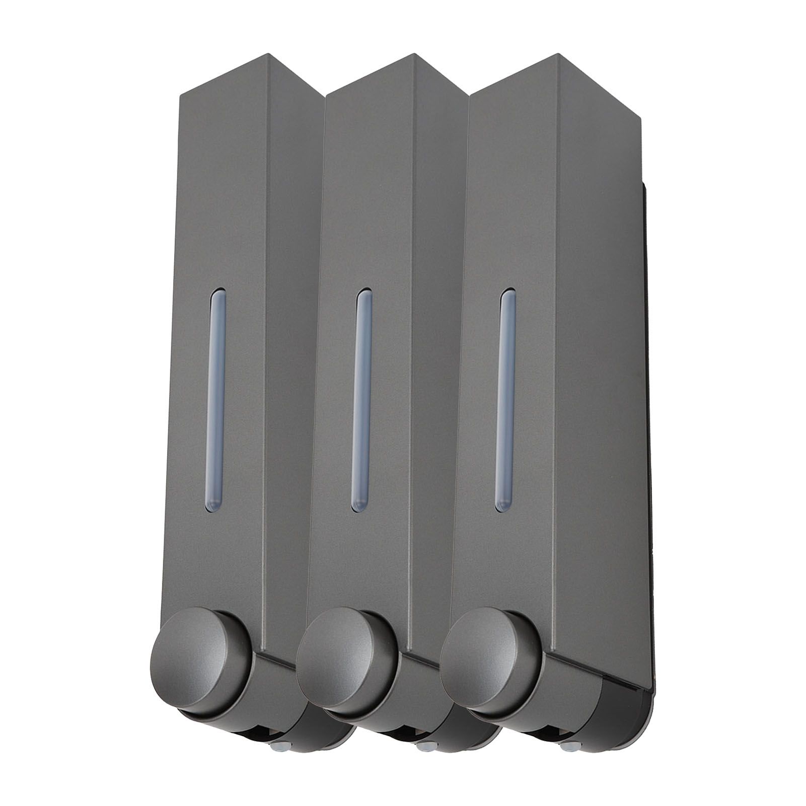 Wall Mounted Liquid Soap Dispensers Back Stick Type Plastic Shampoo Dispenser for Home Hotel School Toilet Grey 6028 3 Cups - Image 5