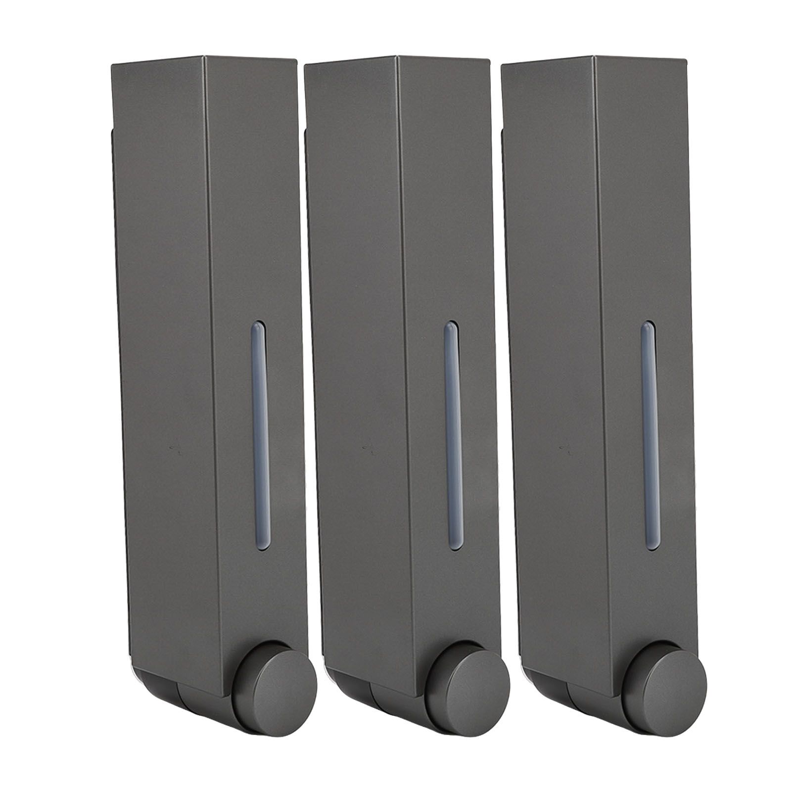 Wall Mounted Liquid Soap Dispensers Back Stick Type Plastic Shampoo Dispenser for Home Hotel School Toilet Grey 6028 3 Cups - Image 6