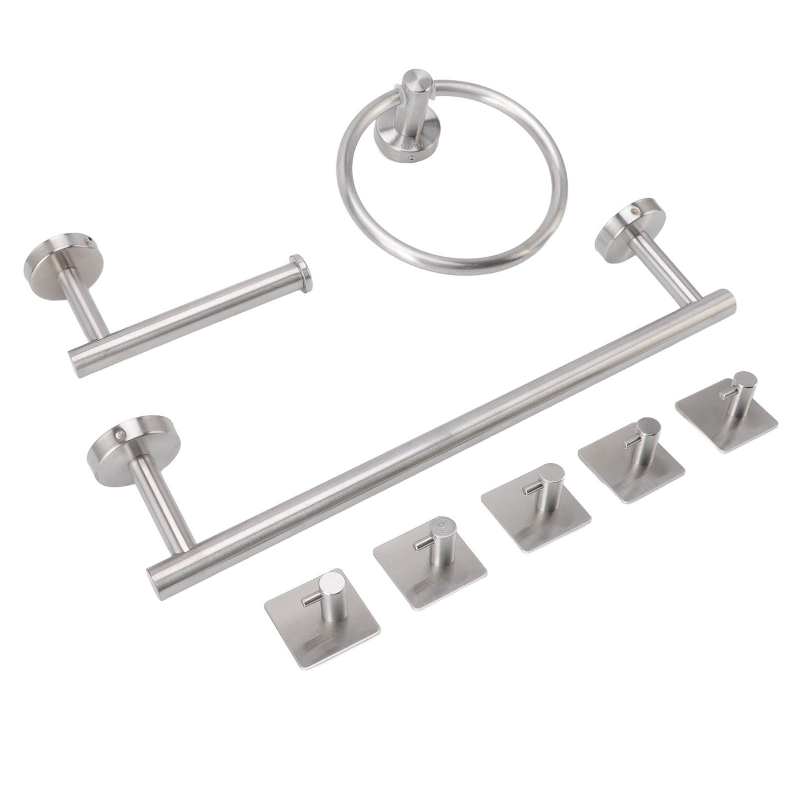 Bathroom Hardware Set with Towel Rings Towel Bar Tissue Holder 5 Hooks 304 Stainless Steel Bathroom Accessories Set - Image 3
