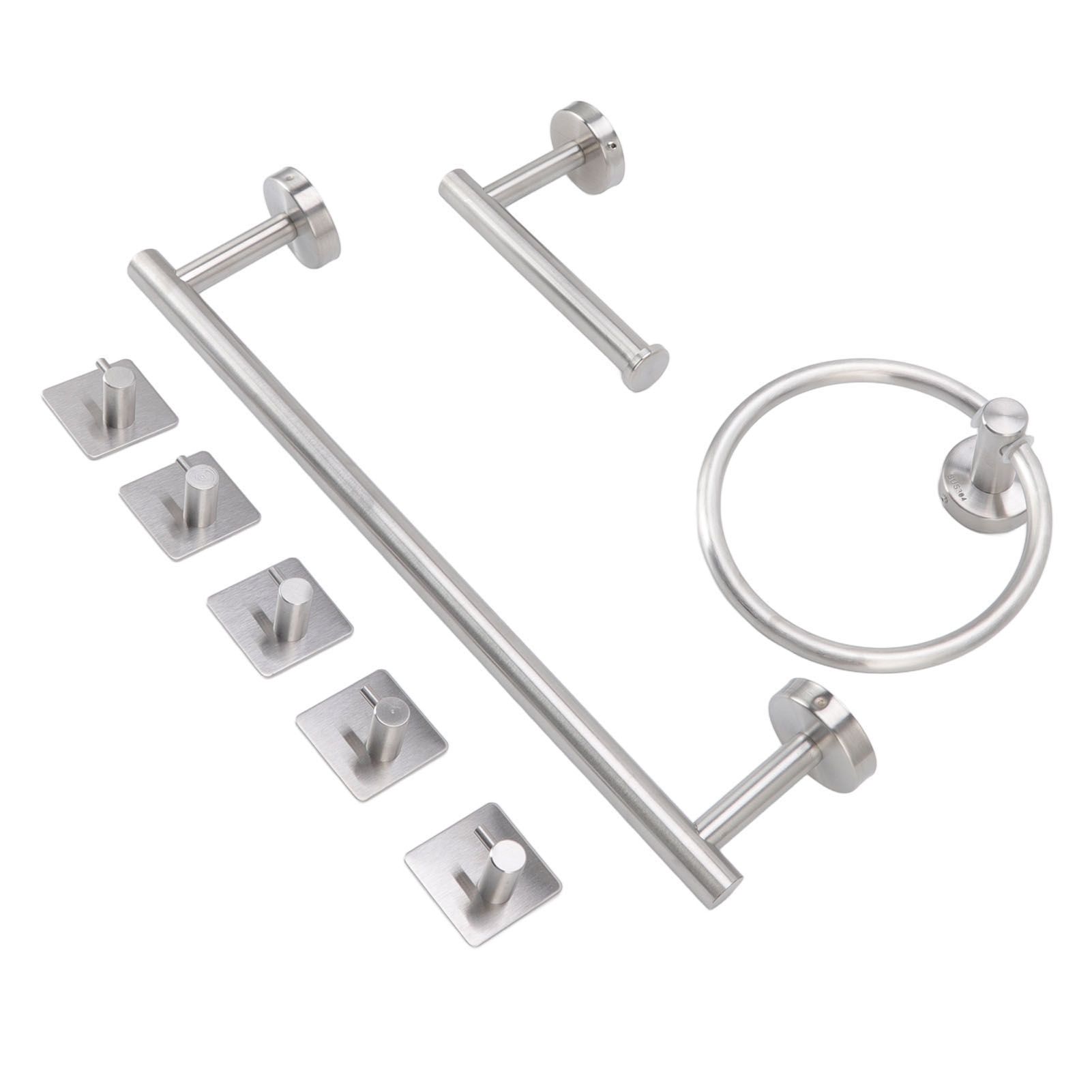 Bathroom Hardware Set with Towel Rings Towel Bar Tissue Holder 5 Hooks 304 Stainless Steel Bathroom Accessories Set - Image 4