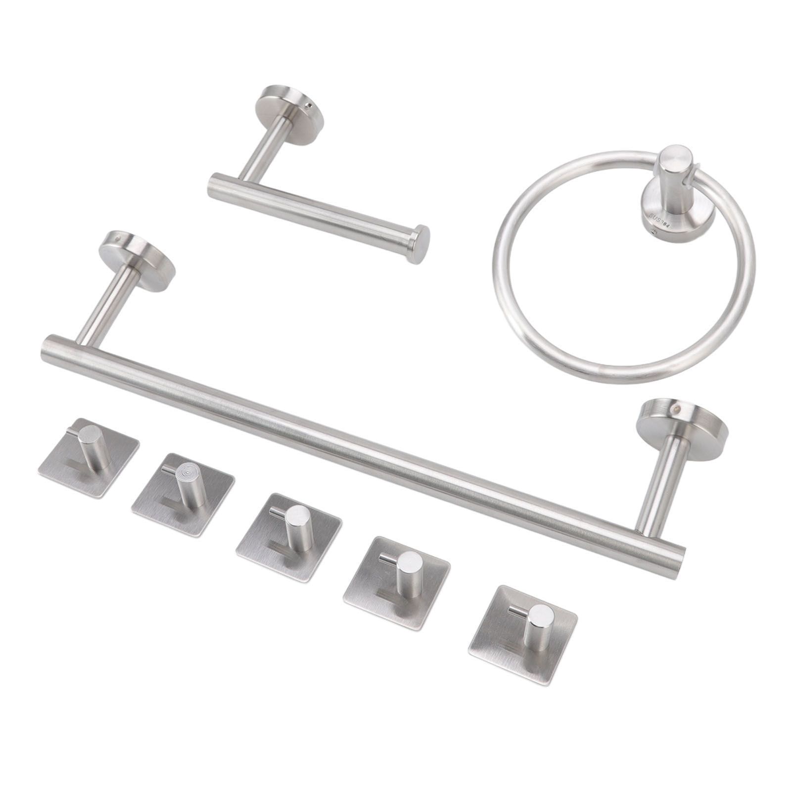 Bathroom Hardware Set with Towel Rings Towel Bar Tissue Holder 5 Hooks 304 Stainless Steel Bathroom Accessories Set - Image 5