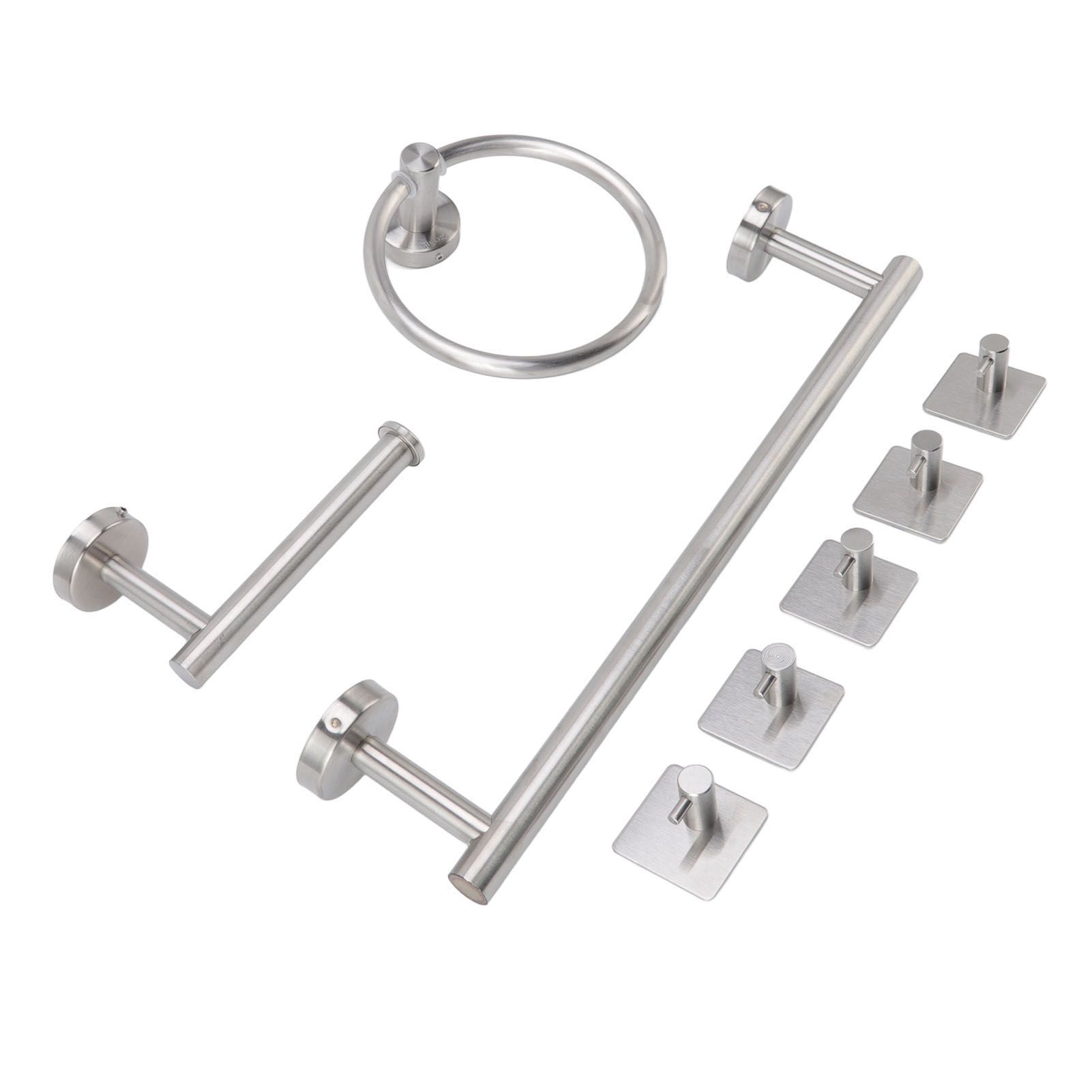 Bathroom Hardware Set with Towel Rings Towel Bar Tissue Holder 5 Hooks 304 Stainless Steel Bathroom Accessories Set - Image 6