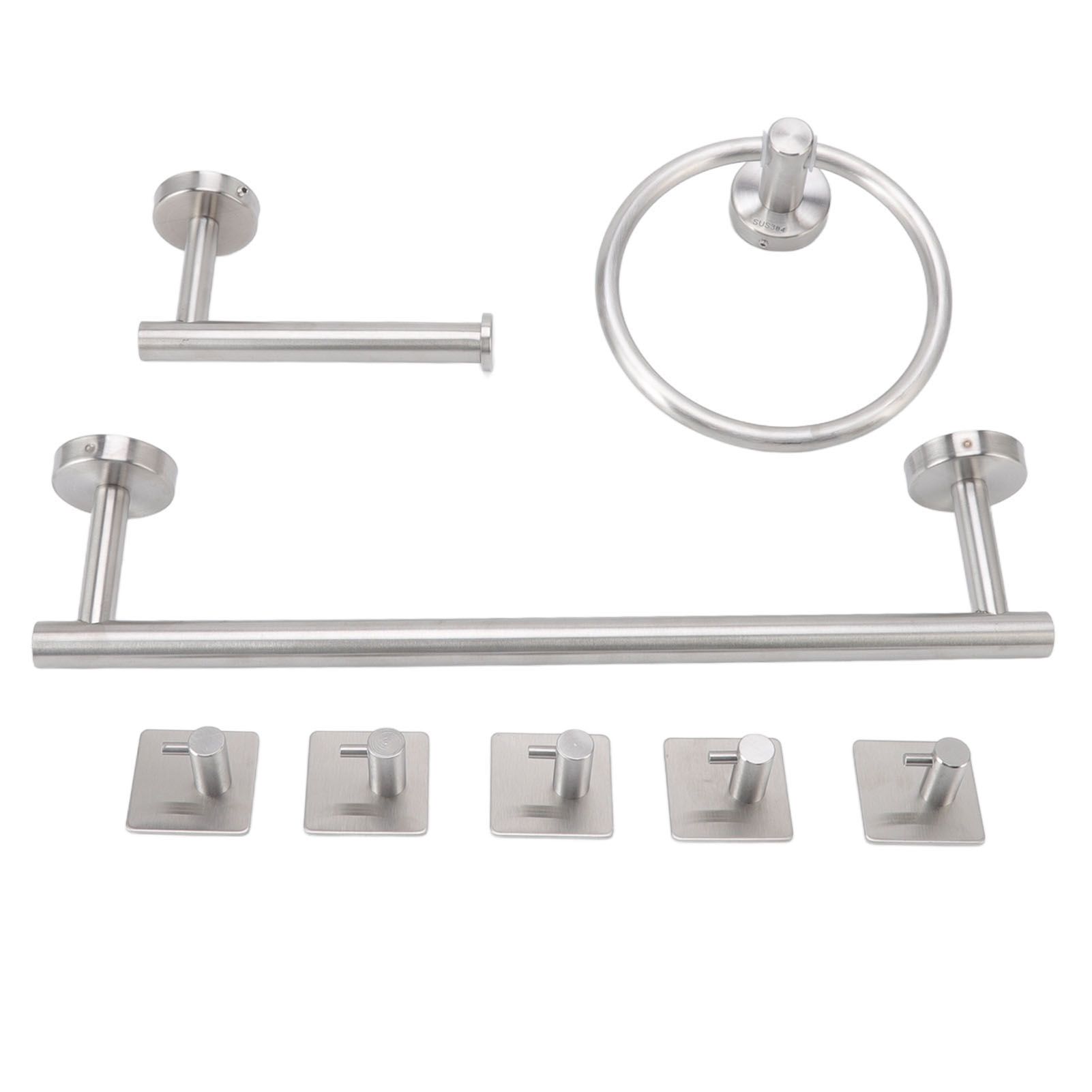 Bathroom Hardware Set with Towel Rings Towel Bar Tissue Holder 5 Hooks 304 Stainless Steel Bathroom Accessories Set - Image 7