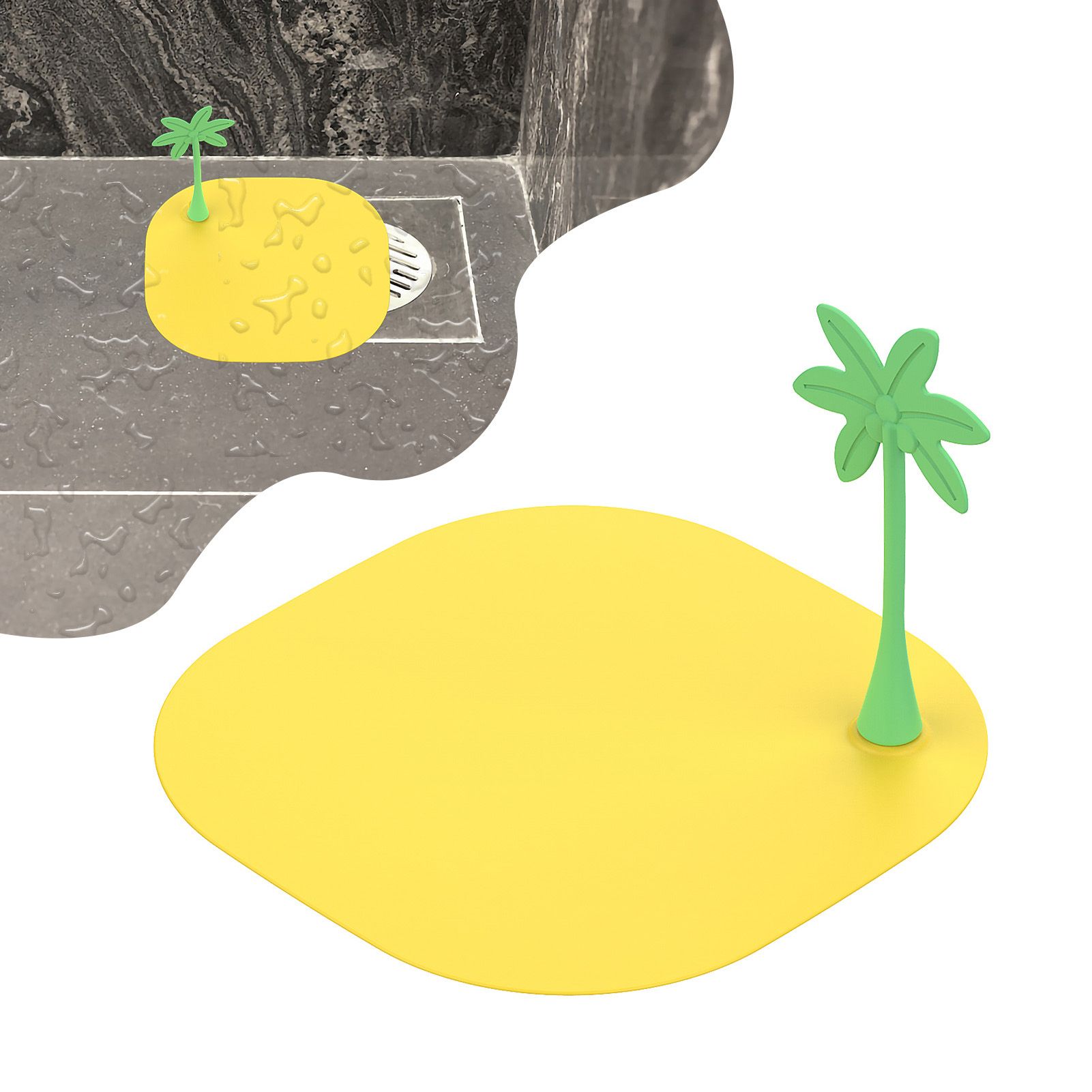 Floor Drain Cover Deodorant Insect Prevention Yellow Floor Drain Cover for Bathroom Kitchen Sink Coconut Palm - Image 2