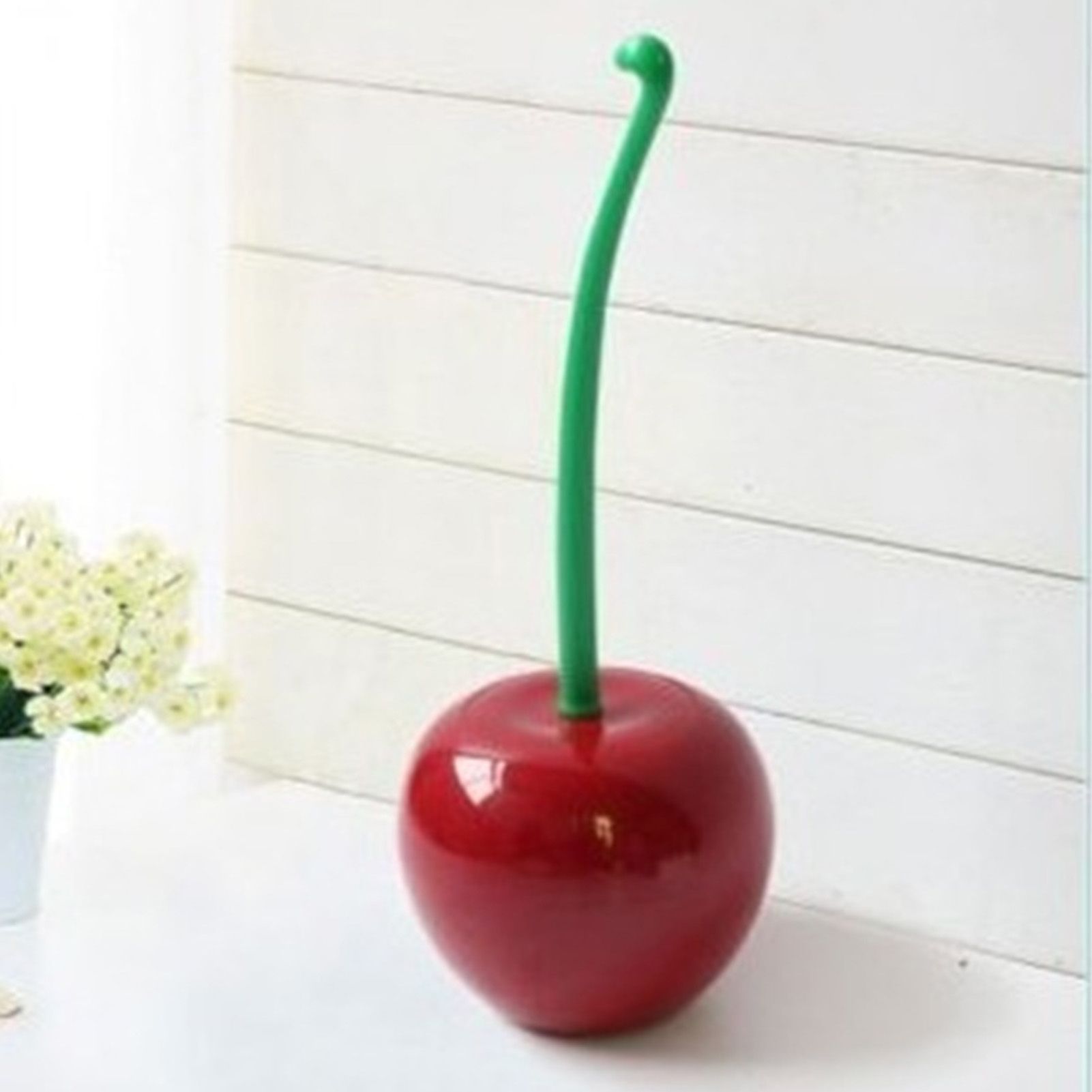 Toilet Brush Set Cherry Style Wine Red Durable PP Long Handle Dense Brush Toilet Cleaner Brush Wine Red Red Brush Head - Image 3