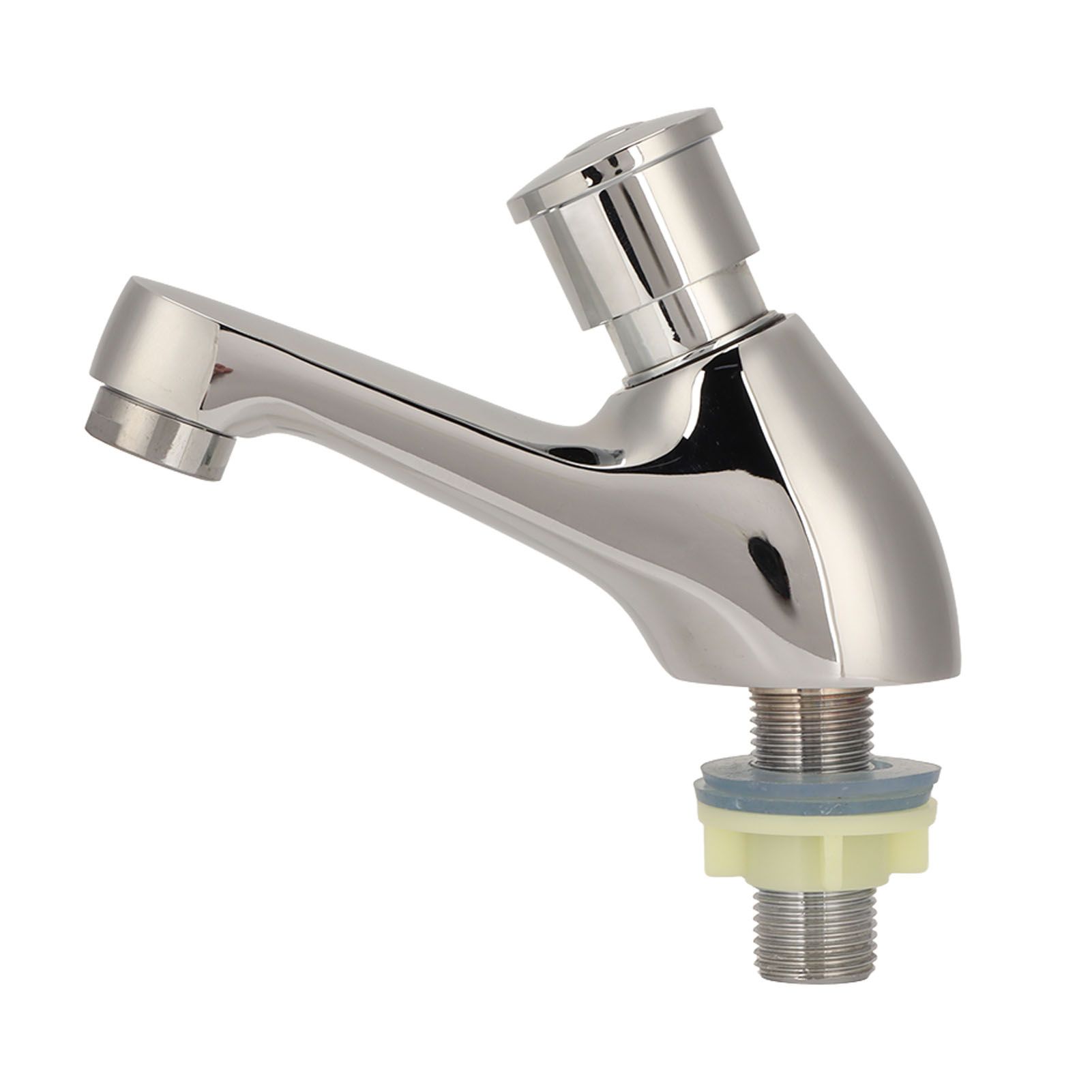 Time Delay Silver Faucet Single Tube Cold Water Basin Taps G1/2 Thread for Home Kitchen Bathroom Hotel - Image 1