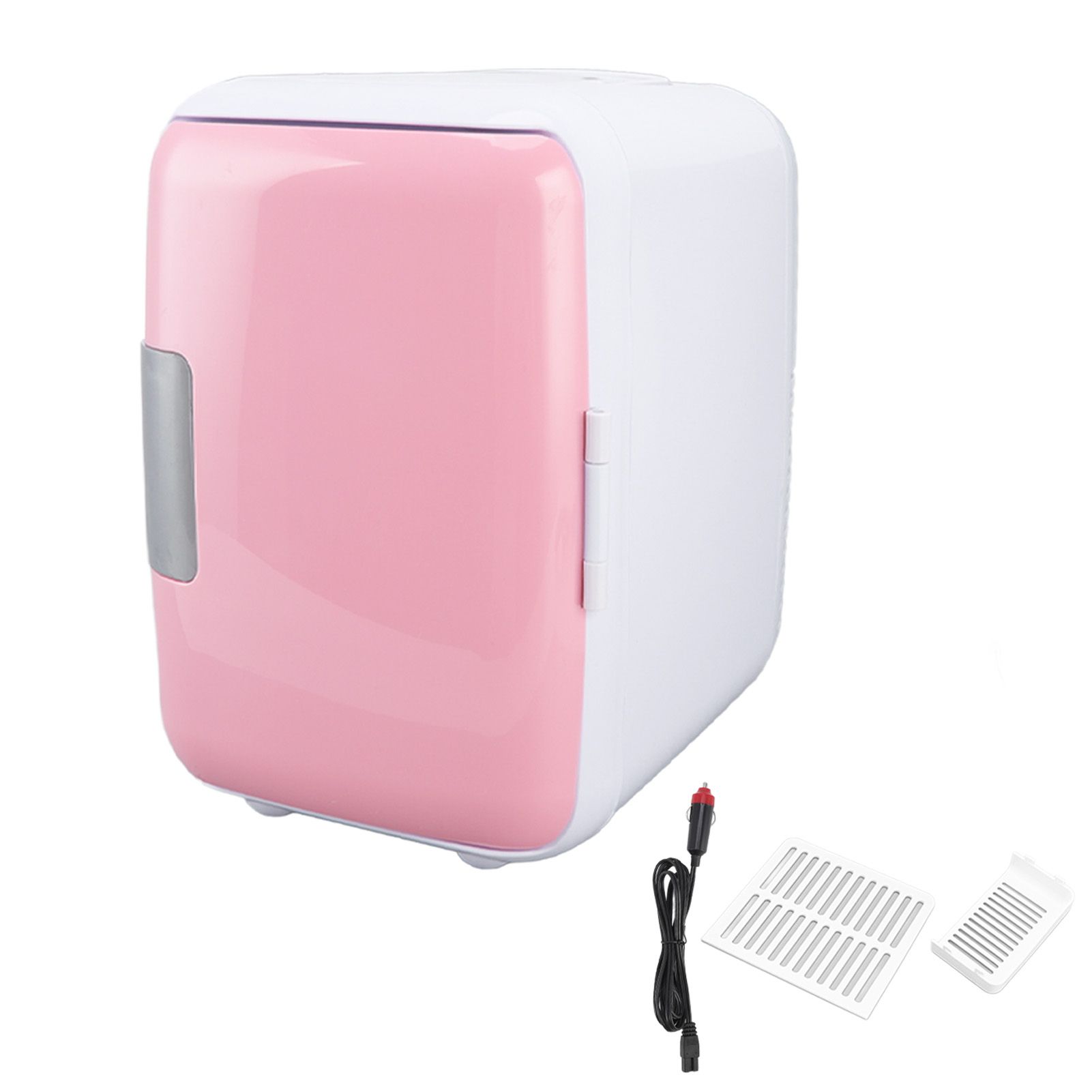Car Fridge 4 Liters Durable ABS Cosmetic Storage Detachable Partition Portable Mini Fridge for Food Cosmetic Car Pink - Image 1