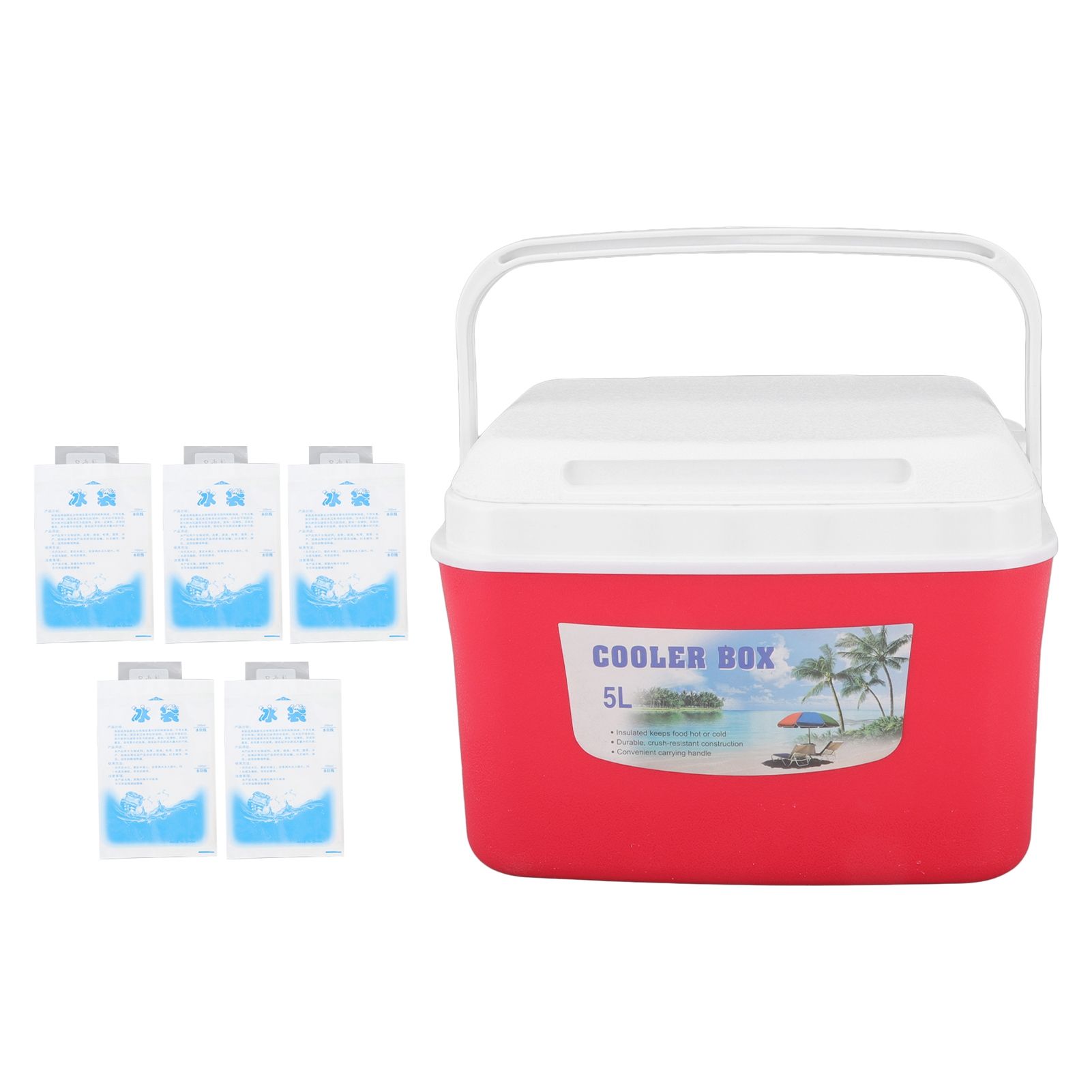 Warmer Cooler Constant Temp Long Lasting Portable Refrigerator Box with Handle for Food Medicine Car Camping 5L Red - Image 1