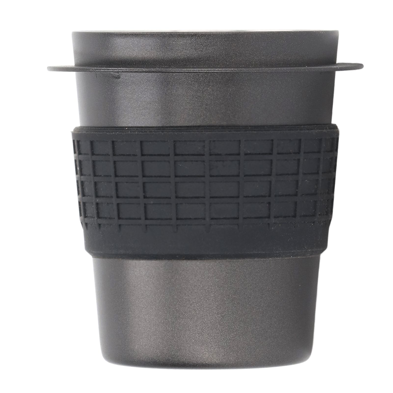 58mm Stainless Steel Coffee Dosing Cup Coffee Machine Handle Receiving Powder Cup with Silicone Ring Black - Image 2
