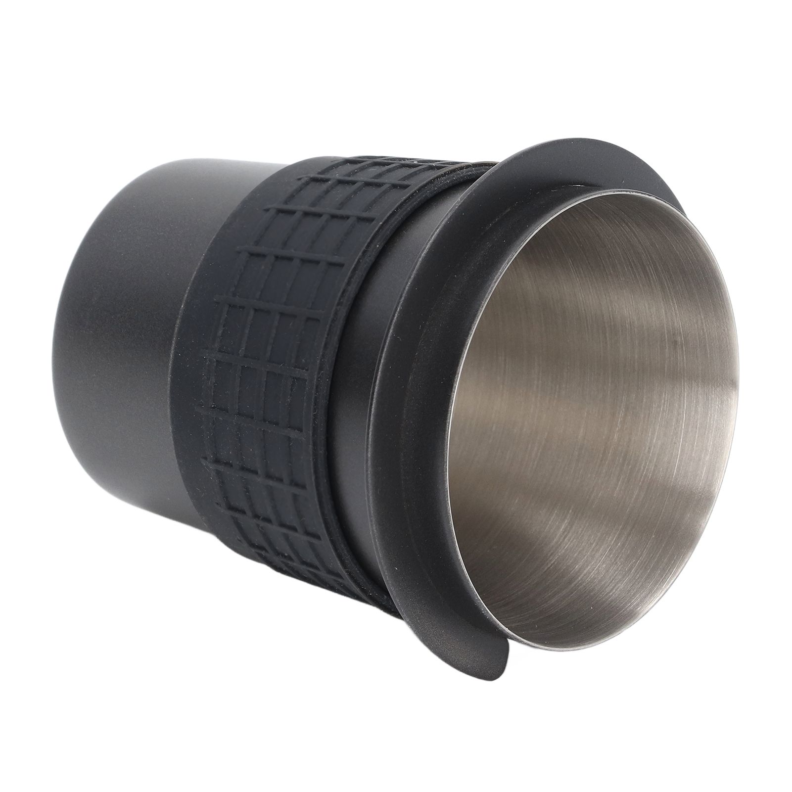 58mm Stainless Steel Coffee Dosing Cup Coffee Machine Handle Receiving Powder Cup with Silicone Ring Black - Image 3