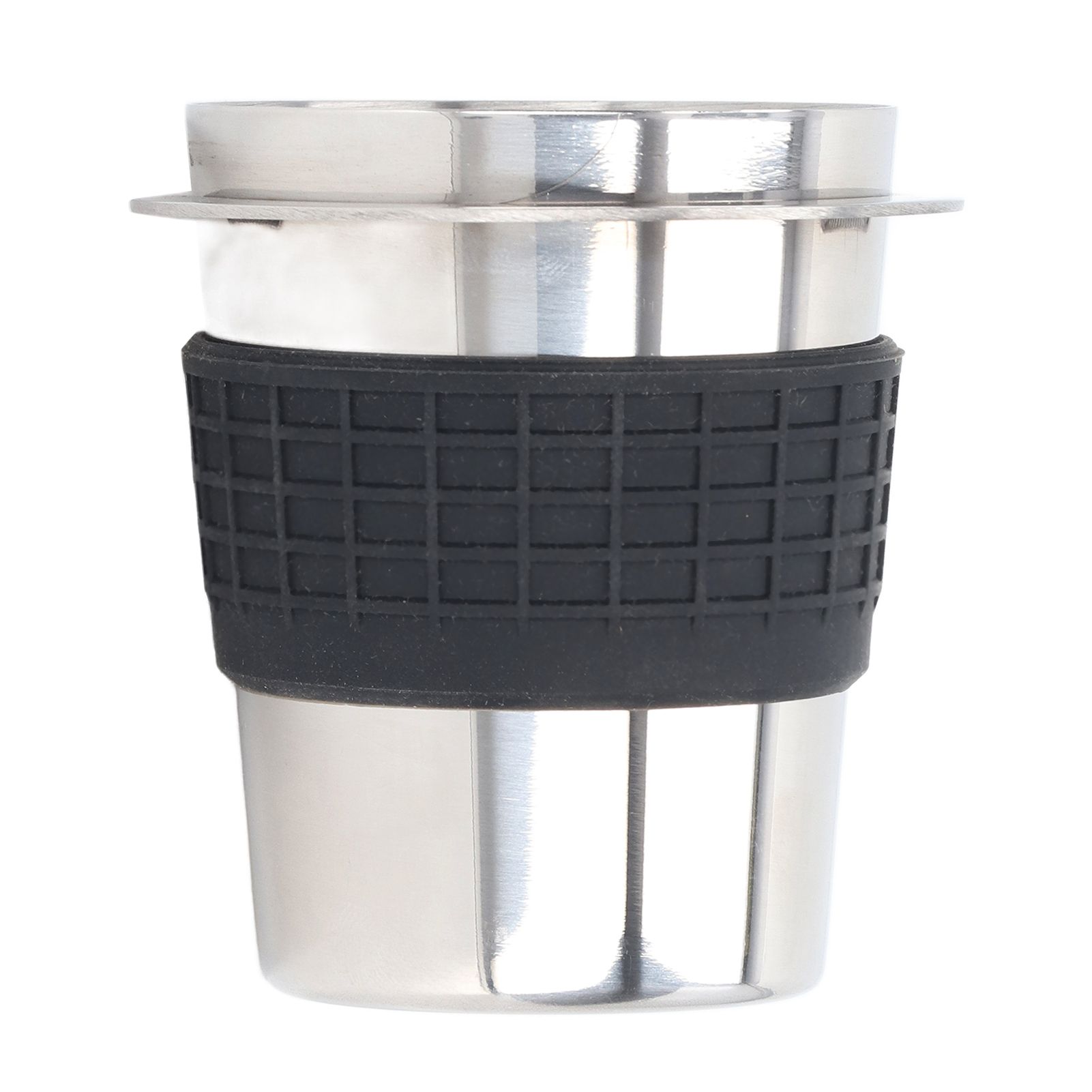 58mm Stainless Steel Coffee Dosing Cup Coffee Machine Handle Receiving Powder Cup with Silicone Ring Stainless Steel Color - Image 1