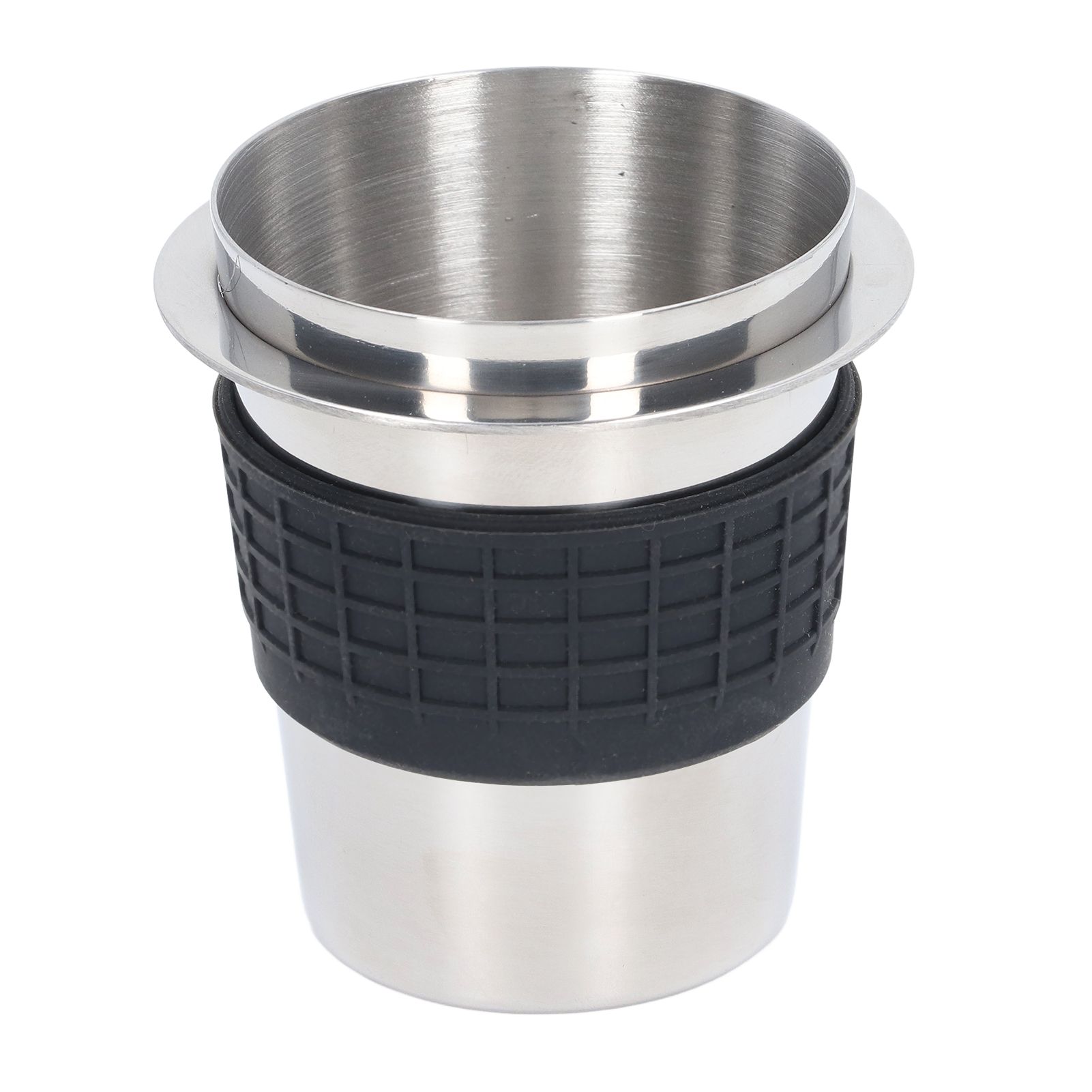 58mm Stainless Steel Coffee Dosing Cup Coffee Machine Handle Receiving Powder Cup with Silicone Ring Stainless Steel Color - Image 2