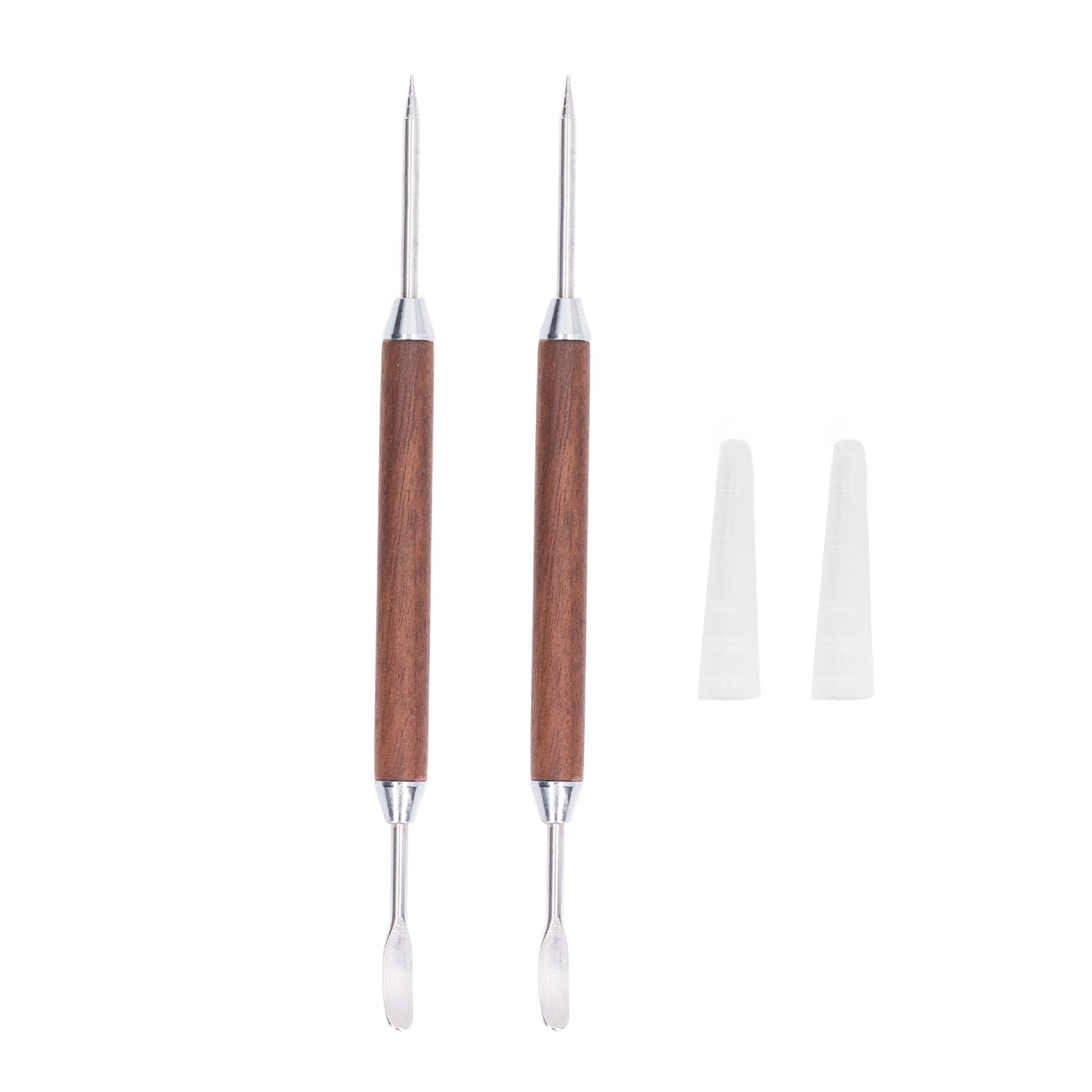 2PCS Coffee Art Pen Wooden Handle Stainless Steel Coffee Fancy Stitch Needle for DIY Decorating - Image 1