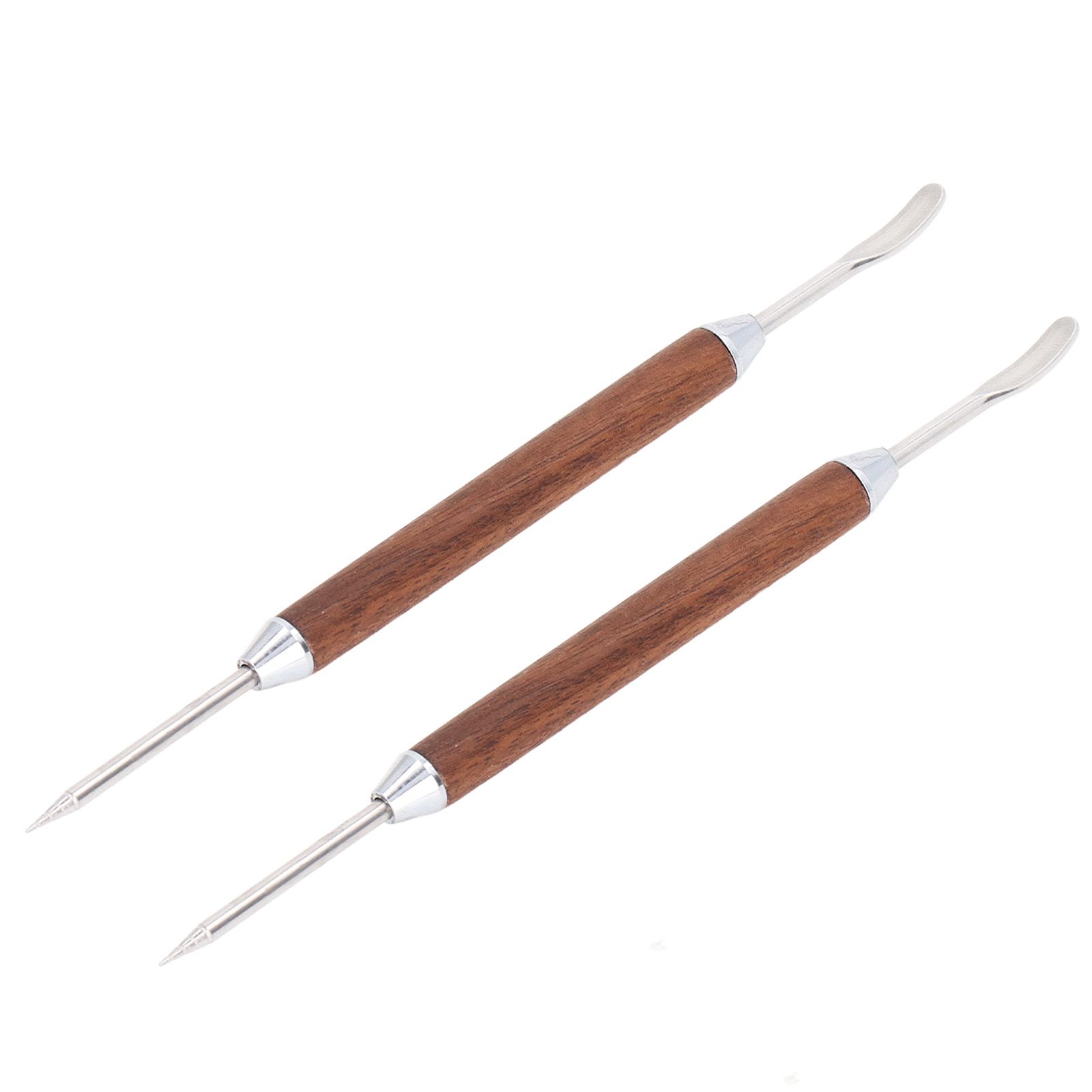 2PCS Coffee Art Pen Wooden Handle Stainless Steel Coffee Fancy Stitch Needle for DIY Decorating - Image 2