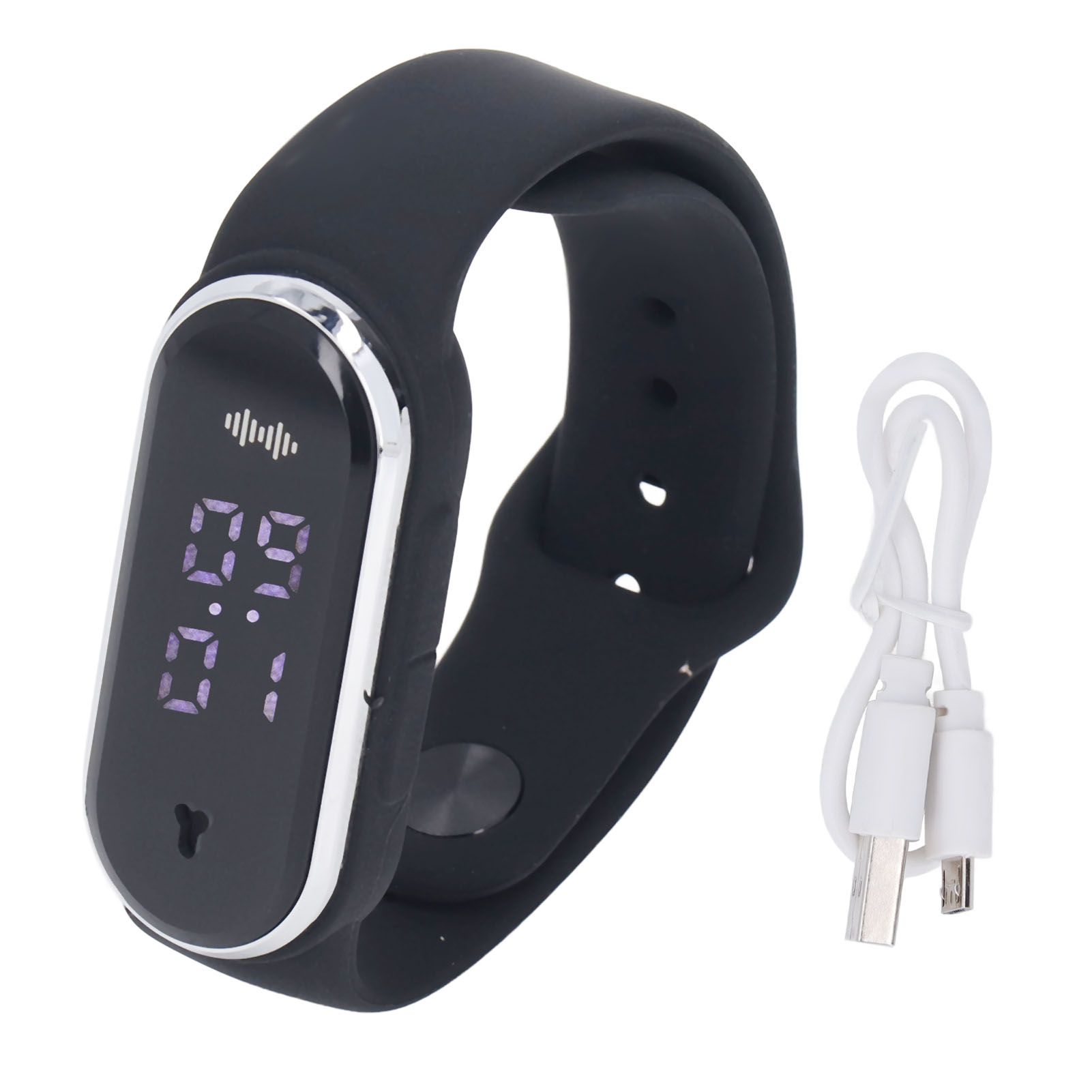 Anti Mosquito Bracelet Watch Silica Gel USB Rechargeable Ultrasonic Mosquito Repellent Bracelet for Outdoor Black - Image 1