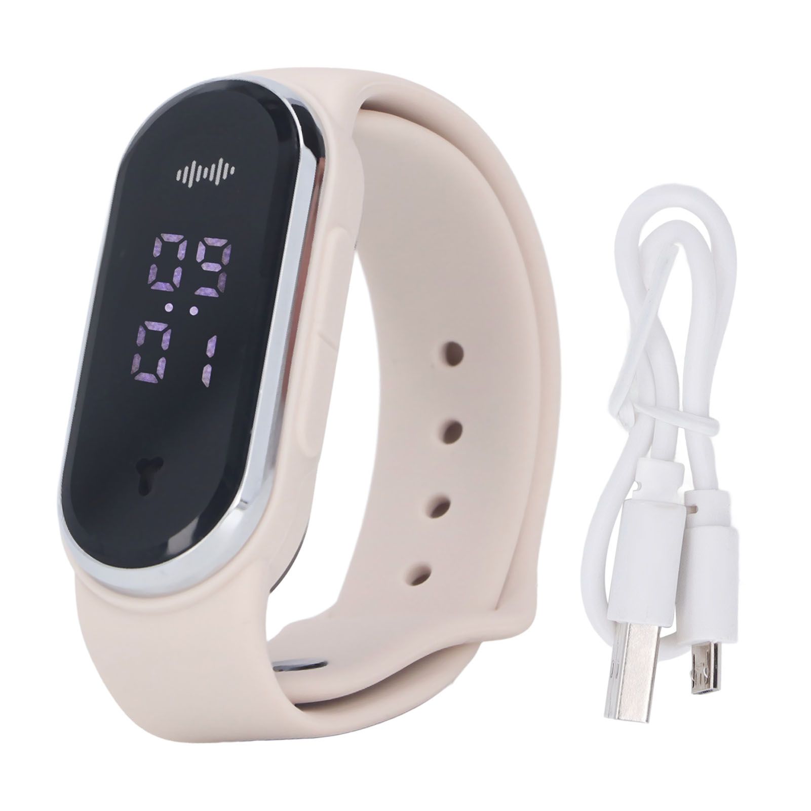 Anti Mosquito Bracelet Watch Silica Gel USB Rechargeable Ultrasonic Mosquito Repellent Bracelet for Outdoor White - Image 1