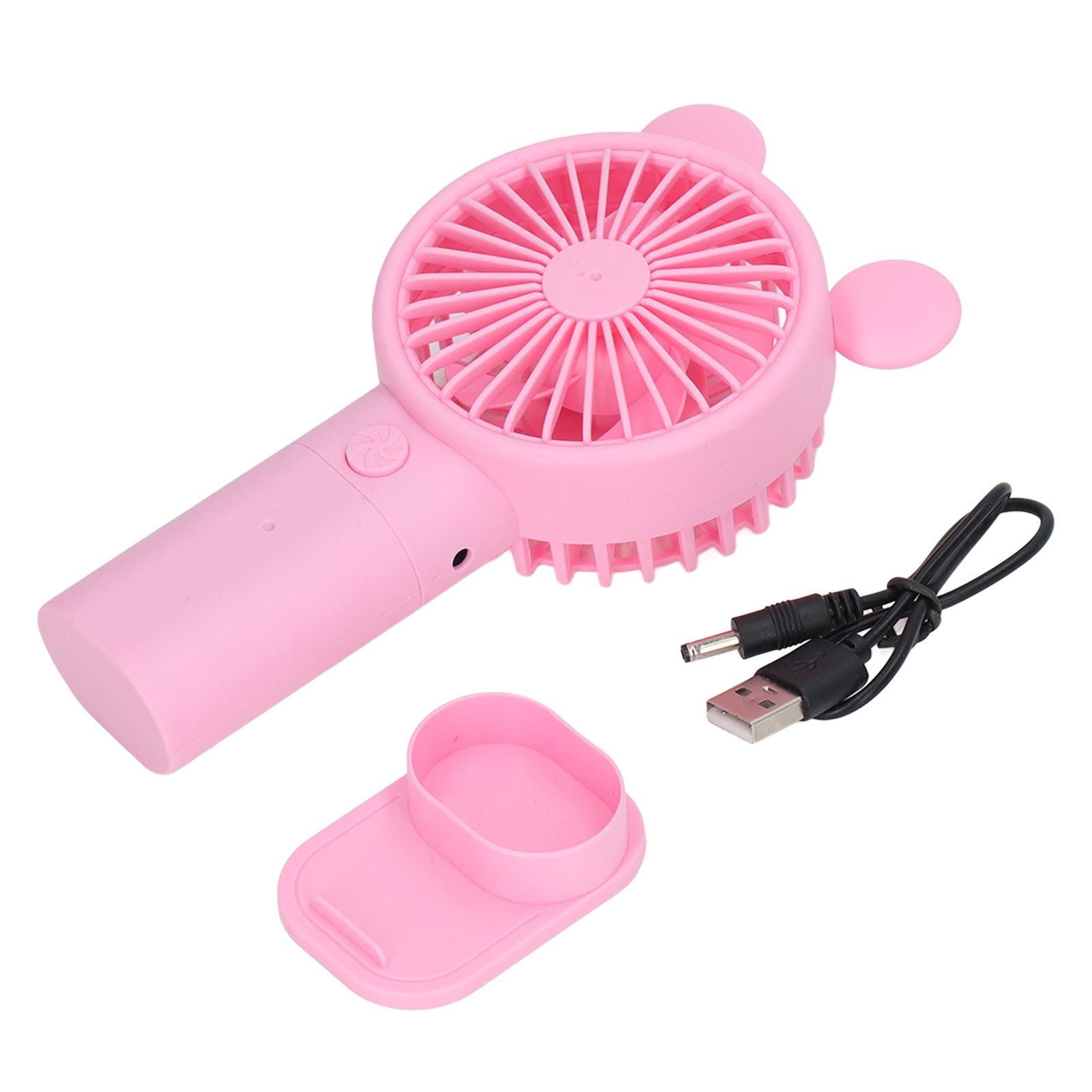 Handheld Fan Plastic USB Battery Dual Drive Built in Lithium Battery Mini Desk Fan for Summer Pink - Image 1