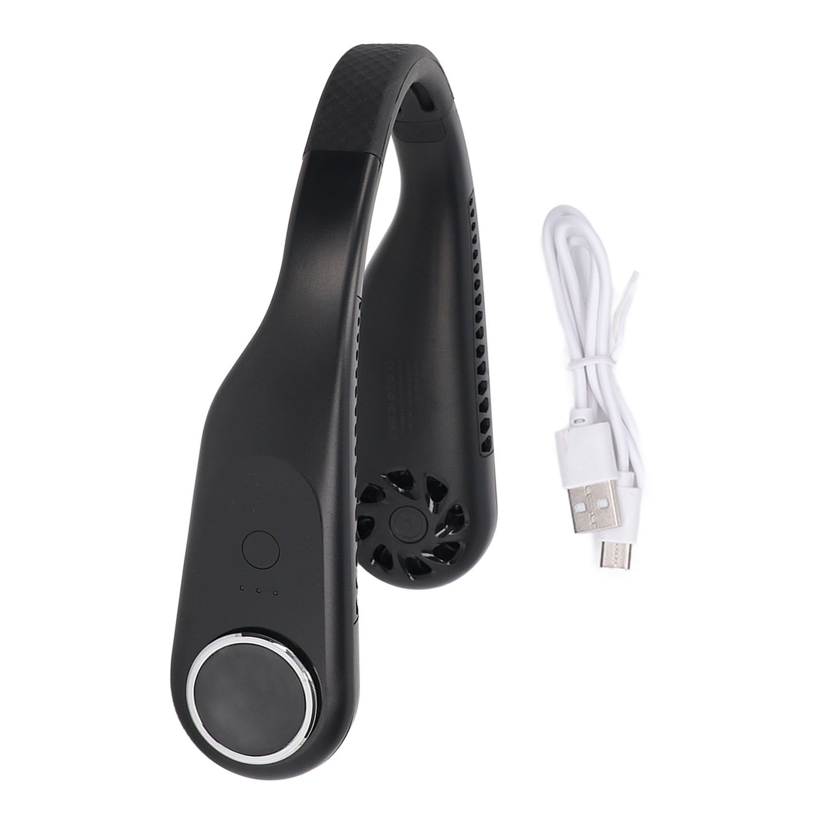 Hanging Neck Fan 3 Modes USB Charging 3600mAh Battery Adjustable Angle Mute Design Face Fan for Home Office Travel Black - Image 1