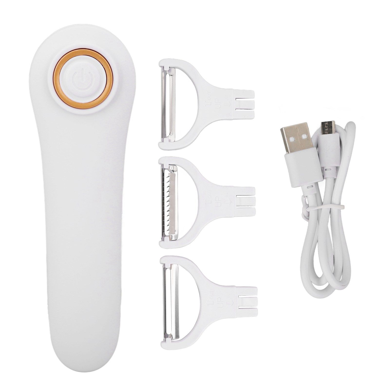 Electric Peeler Handheld USB Rechargeable Fruit Vegetables Peeler with 3 Cutter Heads for Home - Image 1