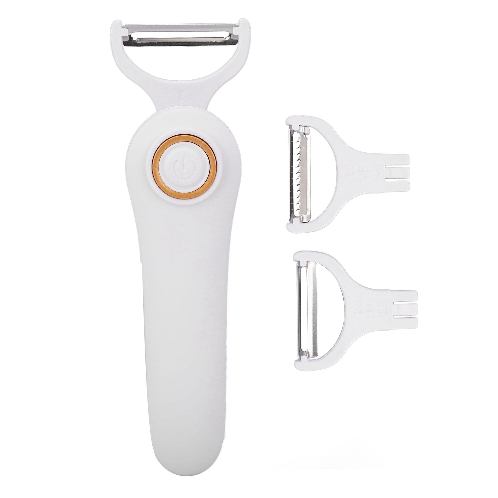 Electric Peeler Handheld USB Rechargeable Fruit Vegetables Peeler with 3 Cutter Heads for Home - Image 2