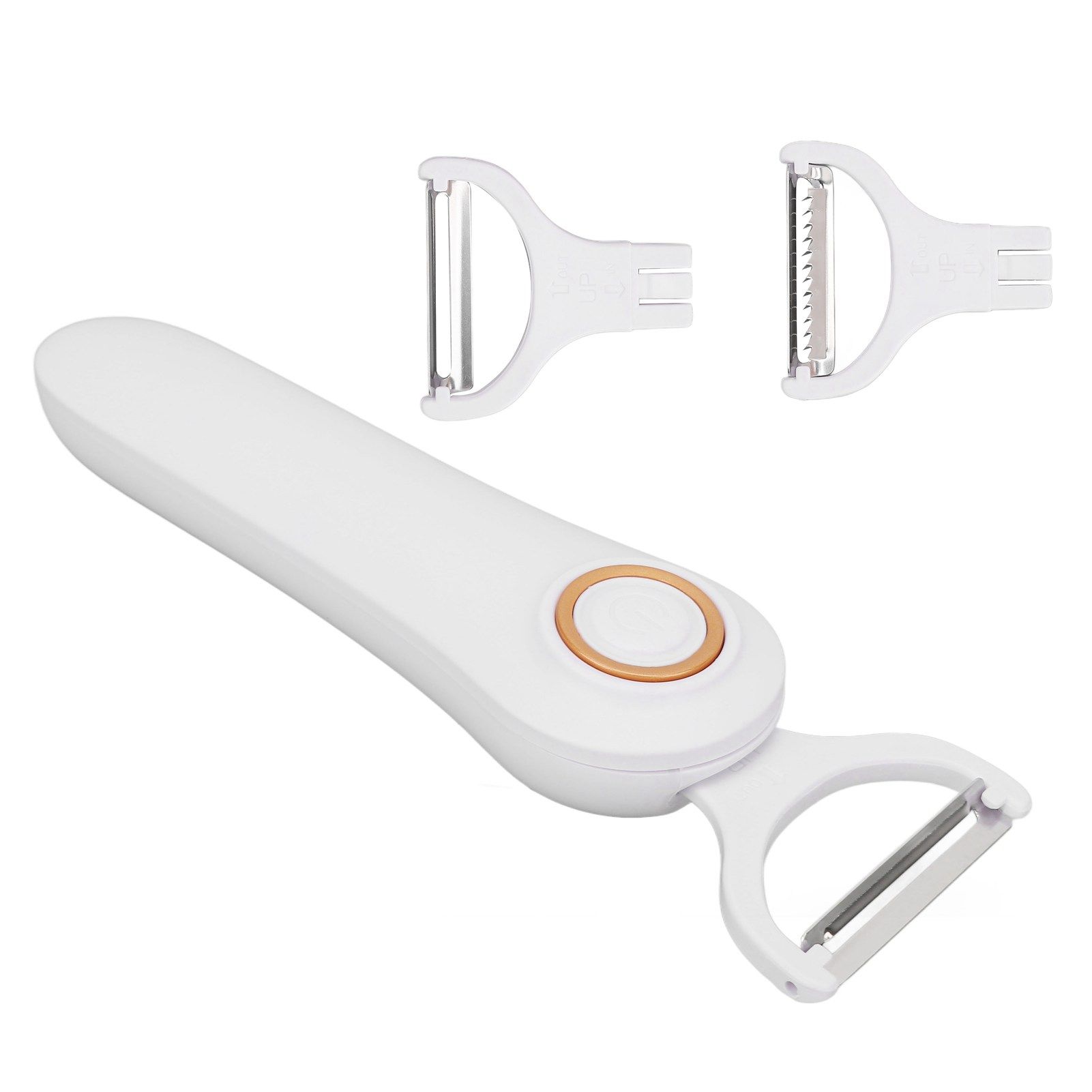 Electric Peeler Handheld USB Rechargeable Fruit Vegetables Peeler with 3 Cutter Heads for Home - Image 5