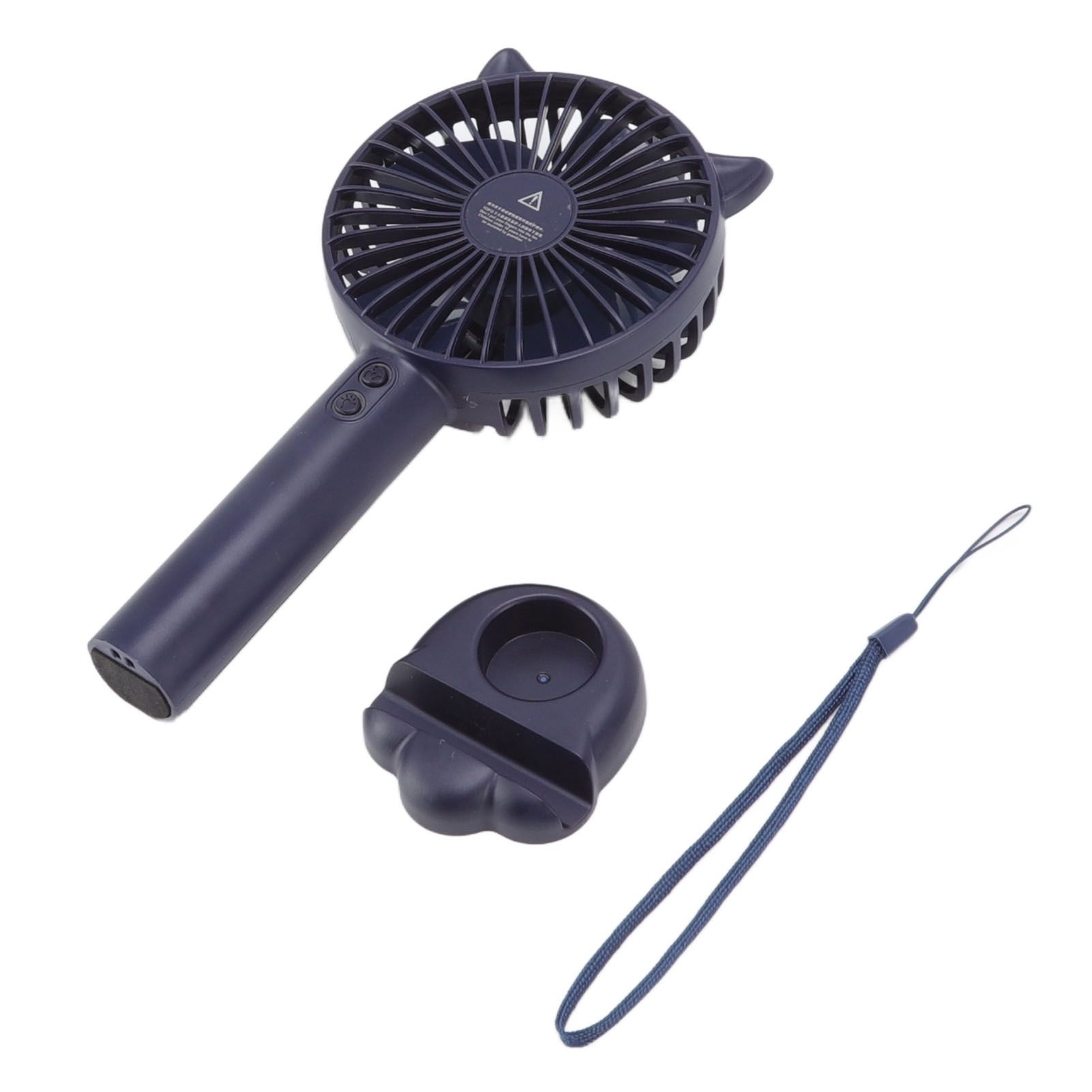 Hand Held Fan Portable USB Rechargeable Cute 3 Speed Wind Regulable ABS PC Battery Operated Fan for Travel Dark Blue - Image 7