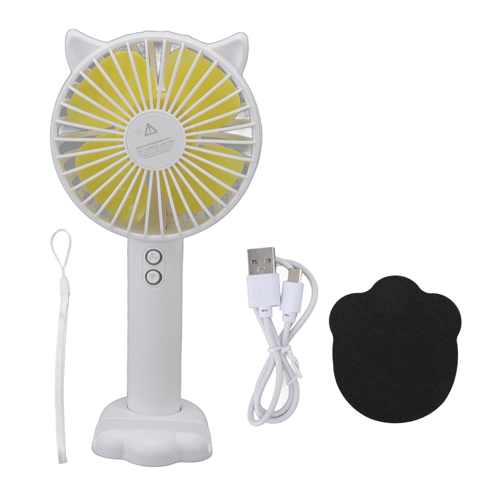 Hand Held Fan Portable USB Rechargeable Cute 3 Speed Wind Regulable ABS PC Battery Operated Fan for Travel White - Image 1