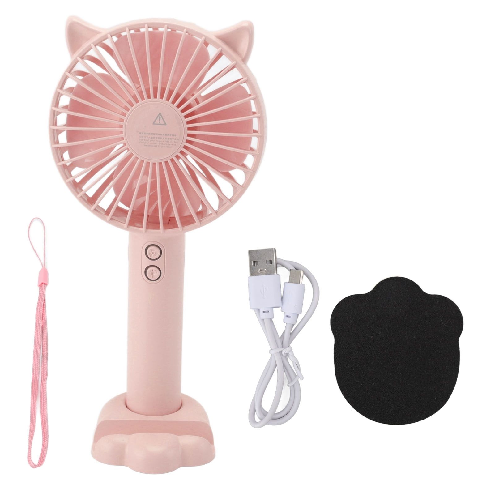 Hand Held Fan Portable USB Rechargeable Cute 3 Speed Wind Regulable ABS PC Battery Operated Fan for Travel Pink - Image 1